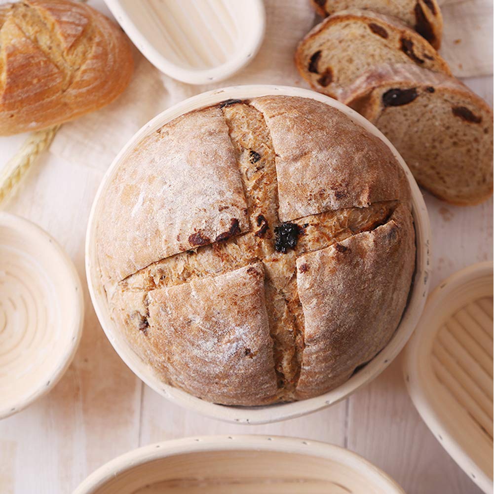 7 Inch Round Banneton Bread Proofing Basket Kit with Linen Liner & Cotton Cloth - Professional Bread Making Tools for Sourdough, Artisan Loaves & Homemade Baking
