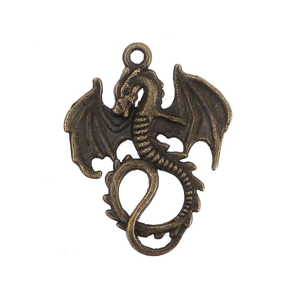 25Pcs Dragon Charms for Jewelry Making - Antique Bronze Pendants for DIY Bracelets & Necklaces - Perfect for Fantasy Cosplay, Medieval Costume Accessories, and Gift Giving