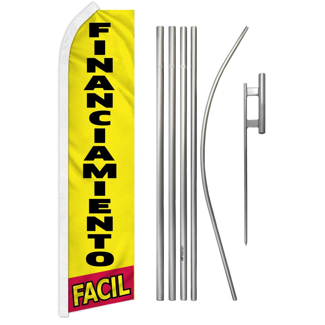 Easy Financing Swooper Advertising Flag & Pole Kit - High Visibility for Car Lots, Dealerships & Used Car Sales | Perfect for Promotions, Grand Openings & Outdoor Events