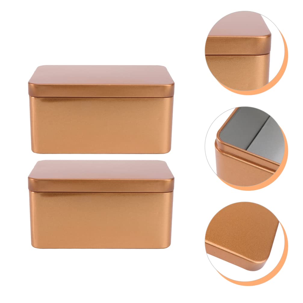 Jojofuny 2-Pack Golden Metal Tins - Airtight Empty Tinplate Containers for Tea, Coffee, Spice & Candy Storage | Perfect for Kitchen Organization, Gift Packaging & DIY Crafts