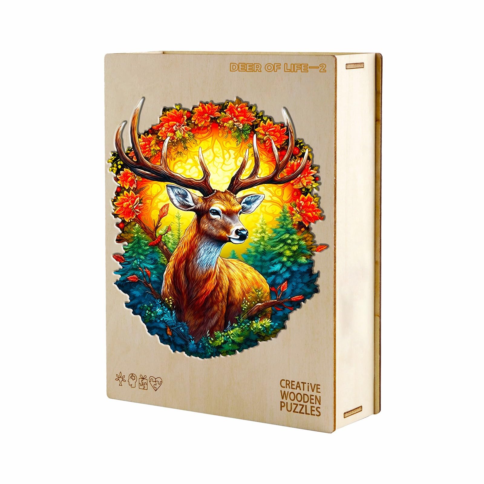Premium Wooden Animal Puzzle for Kids - Deer Shaped Educational Toy with Wooden Gift Box | Montessori Learning, Birthday Gift, Home & Classroom Activity