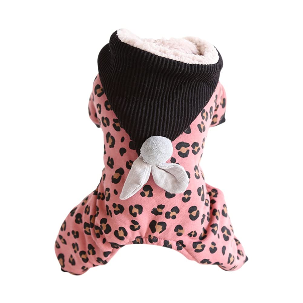 **Warm Fleece Dog Coat for Small Dogs - Winter Puppy Jacket with Polka Dot & Leopard Print - Cozy Dog Pajamas & Jumpsuit for Cold Weather - Perfect for Indoor & Outdoor Winter Adventures**
