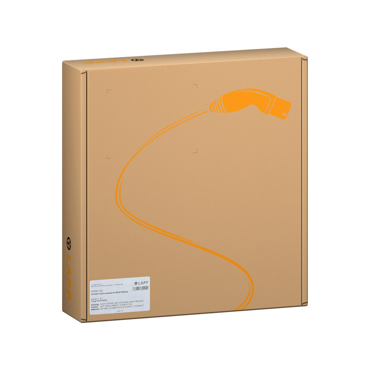 LAPP EV Charging Cable Type 2 (7.4kW 1P 32A) 7m Orange - High Power Electric Vehicle Charger for Home & Public Stations - Perfect for Tesla, BMW, Audi, VW and Other Type 2 Compatible EVs