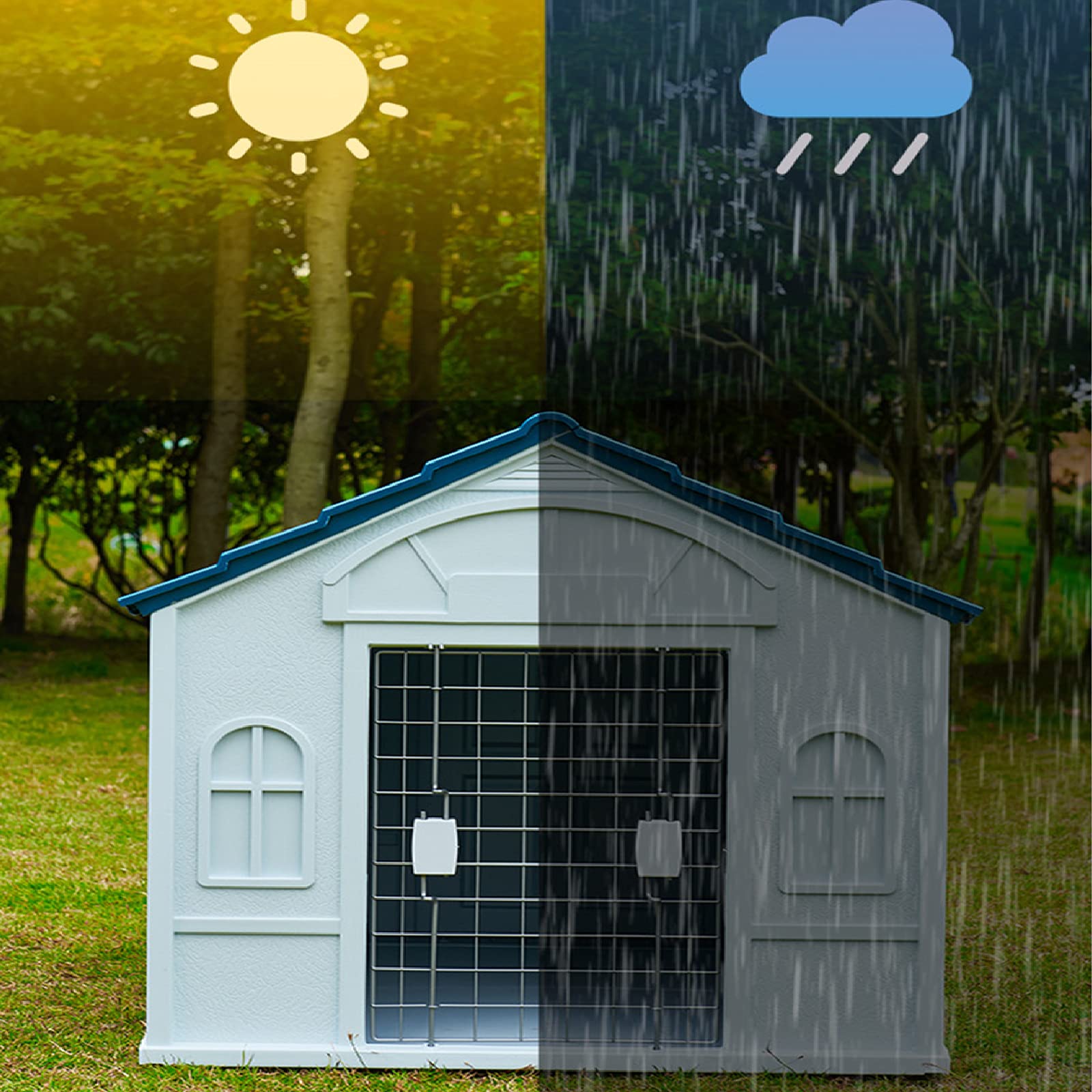 Durable Indoor & Outdoor Dog House for Small, Medium & Large Dogs - Weatherproof Pet Kennel with Ventilation, Easy to Clean (Size M, Red) - Perfect for Backyard, Patio, or Garage Use