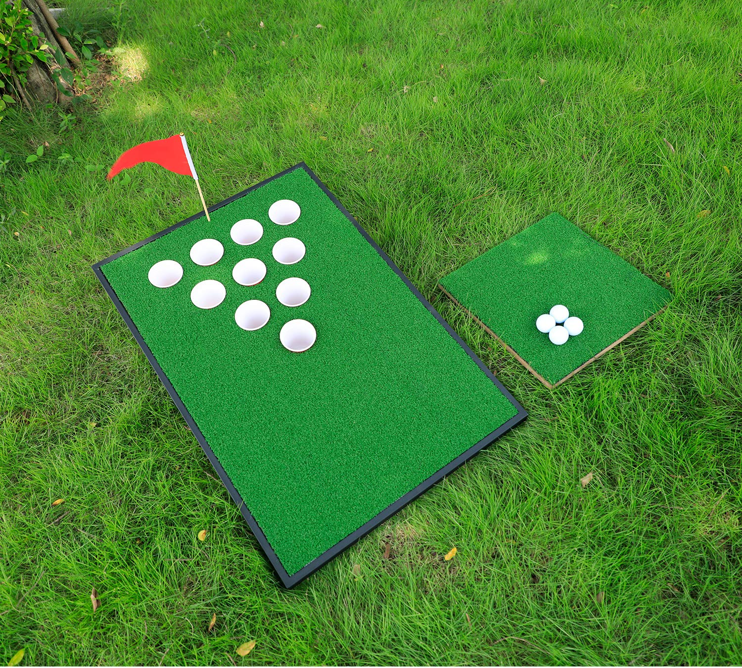Premium Golf Cornhole & Pong Game Set with Chipping Mats & Balls - Fun Backyard, Tailgate, and Outdoor Party Game - Perfect Gift for Golfers, Family, and Friends