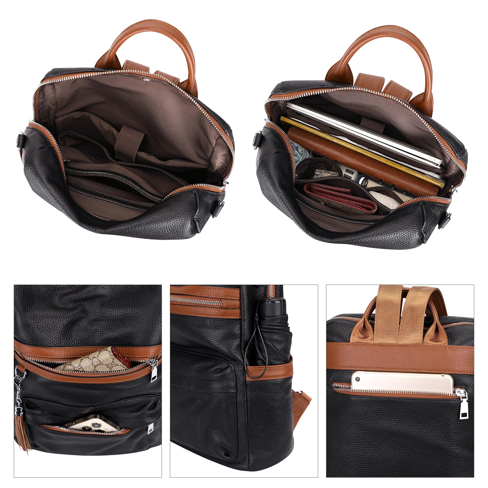 ALTOSY Genuine Leather Backpack for Women - Convertible Shoulder Bag & Crossbody Purse - Large Soft Leather Daypack - Elegant Casual Style - Perfect for Work, Travel & Everyday Use