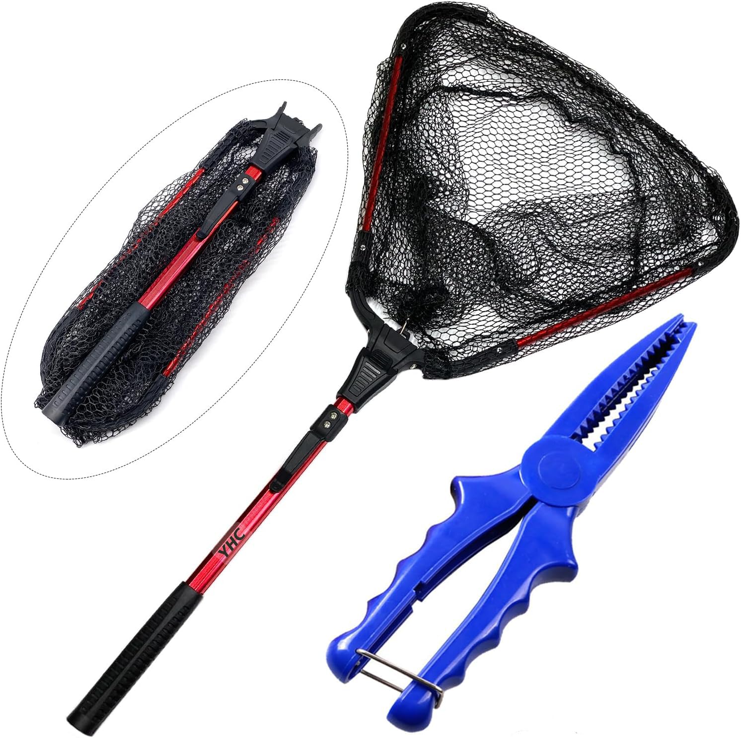 **YHC Floating Fishing Net - Extra Strong Foldable Landing Net for Freshwater & Saltwater Fishing - Rubber Coated Fish Net for Catch & Release (Ideal for Boat, Kayak, Shore Fishing)**