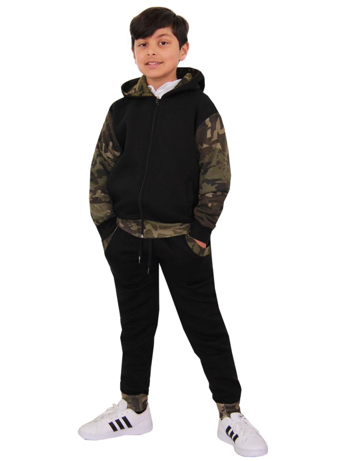 A2Z Kids Boys Girls Camouflage Fleece Tracksuit Set - Hooded Top & Jogger Pants for Activewear, Jogging, and Sports Outfits | Perfect for School, Playdates, and Outdoor Activities