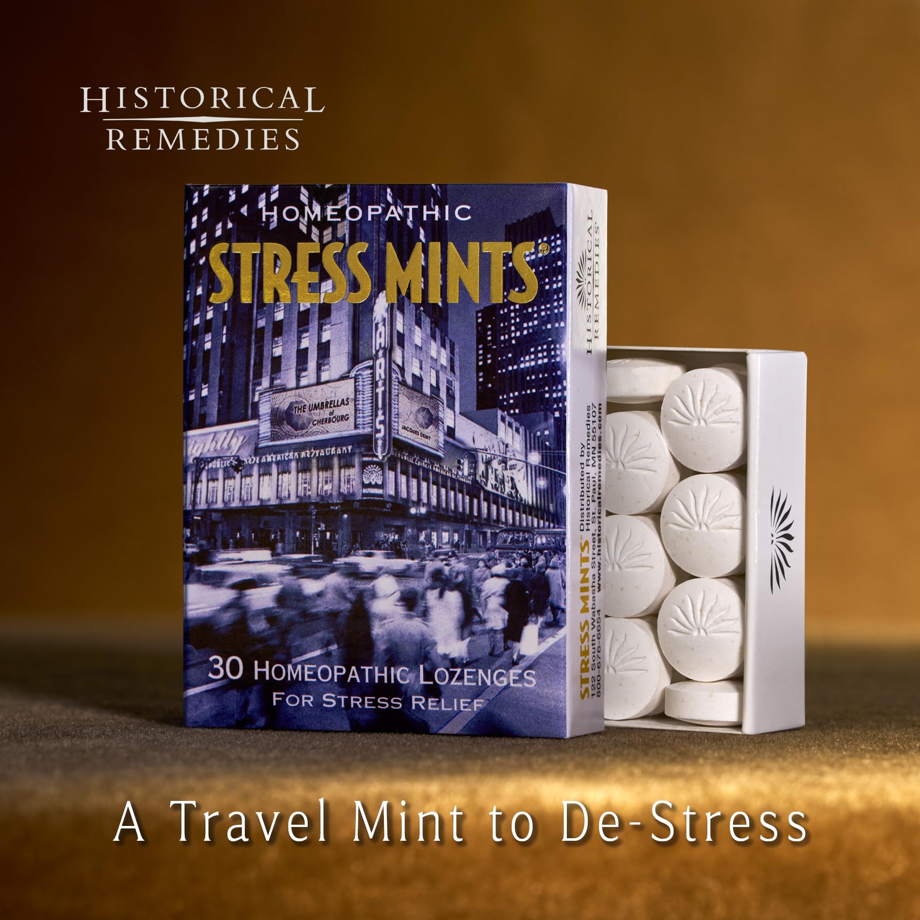 Organic Stress Relief Mints (1 Pack) | Homeopathic Lozenges for Stress & Digestion Support, Vegan Peppermint Flavor, Gluten-Free & Non-Habit Forming | Perfect for Work, Travel & Anxiety Relief
