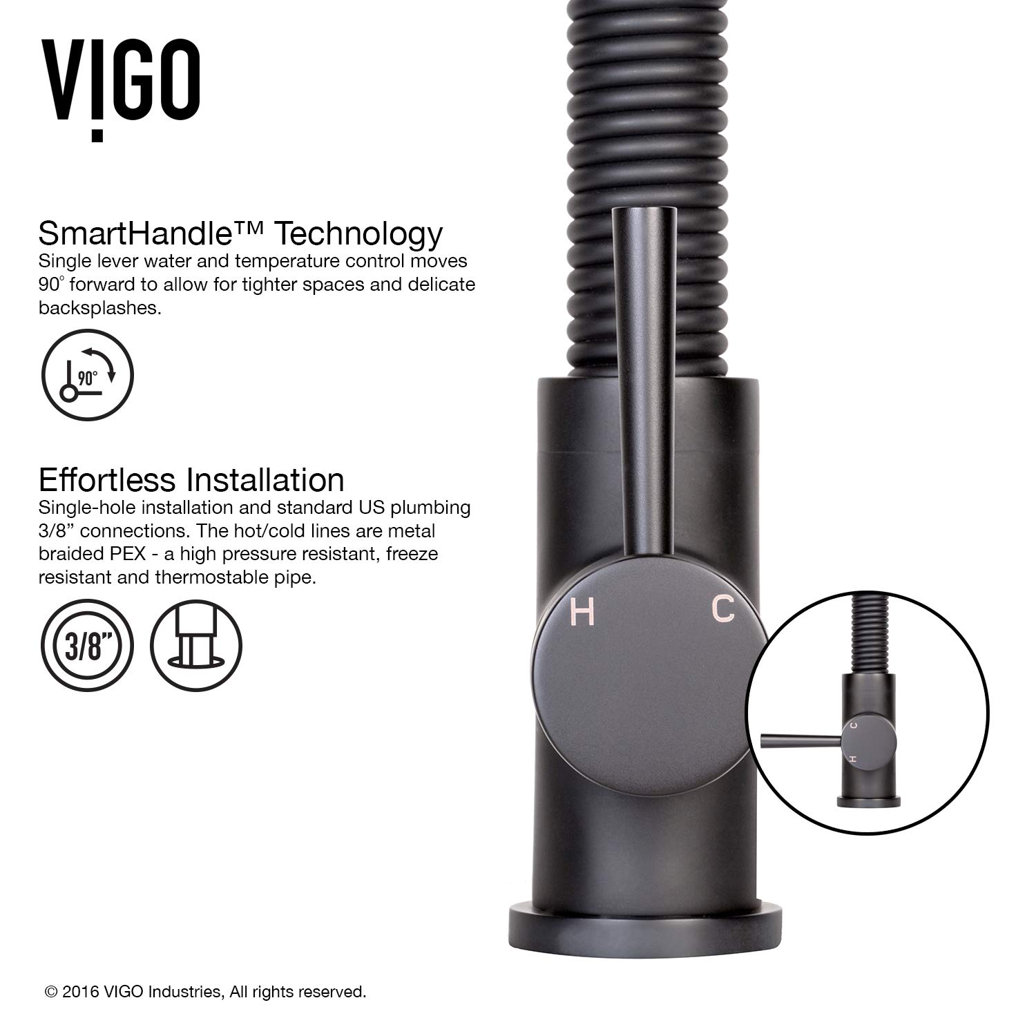 VIGO Edison 19-Inch Single Handle Pull-Down Sprayer Kitchen Faucet with Soap Dispenser - Matte Black (VG02001MBK2) for Modern Farmhouse & Contemporary Kitchens