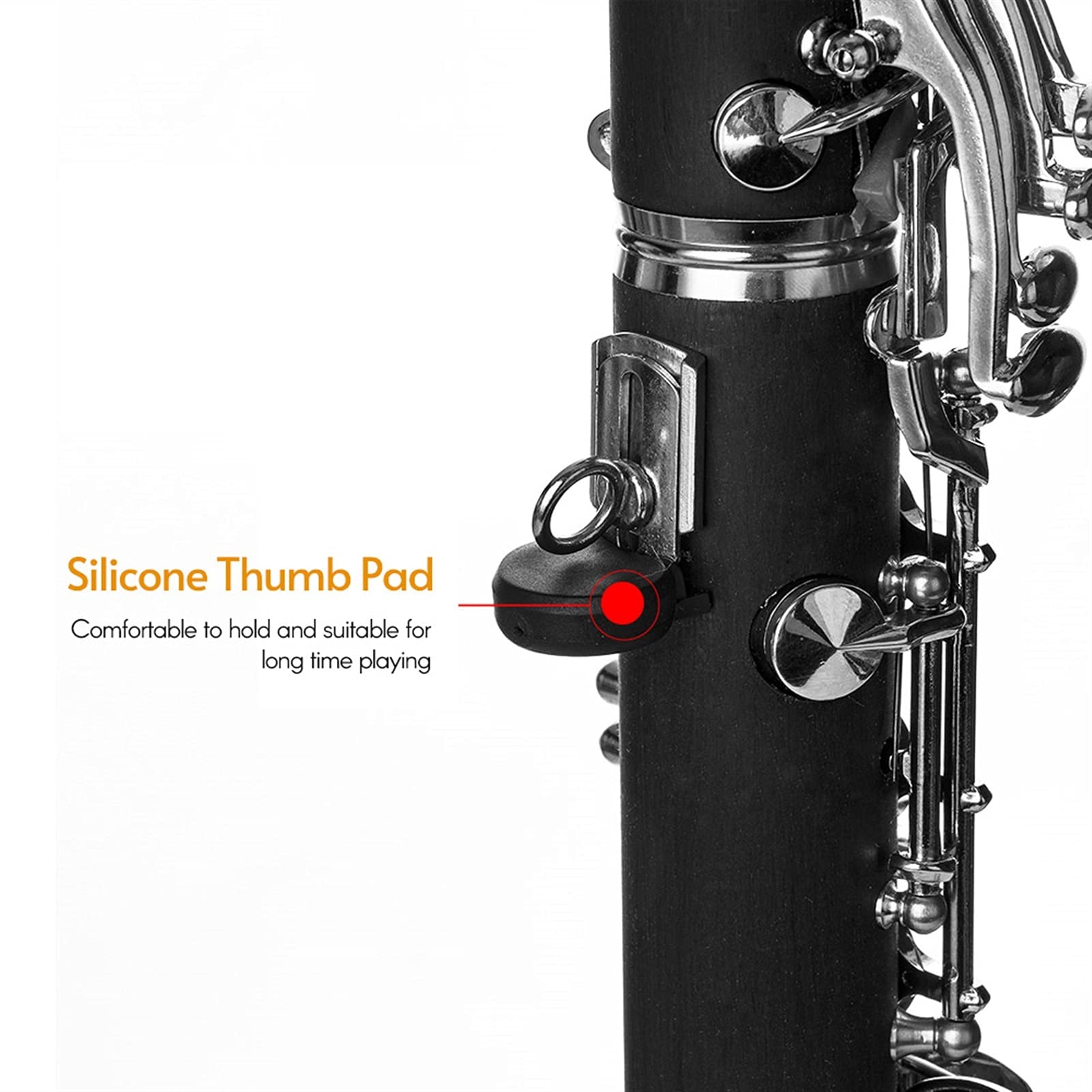 Professional Bb B Flat Clarinet for Students - Bakelite Body with Case, Reeds, Rubber Pads, Gloves & Cleaning Kit - Perfect for School Bands, Beginners & Music Practice