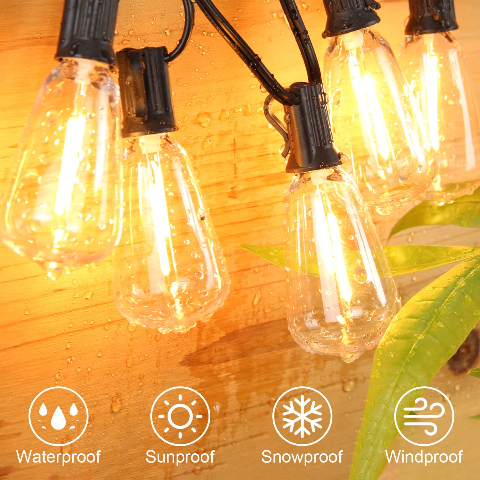 BRIMAX 10FT Outdoor String Lights with 10 ST38 1W Shatterproof LED Edison Bulbs - Waterproof Patio Lights for Bistro, Pergola, Backyard, Garden & Outdoor Dining Decor