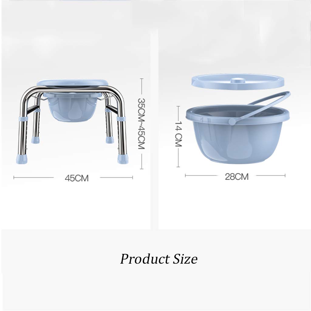 Lightweight Adjustable Bedside Commode Chair with Non-Slip Leg Pads & Removable Bucket - Bariatric Toilet Seat & Shower Bench for Elderly & Disabled - Ideal for Home Care, Post-Surgery Recovery & Mobility Assistance