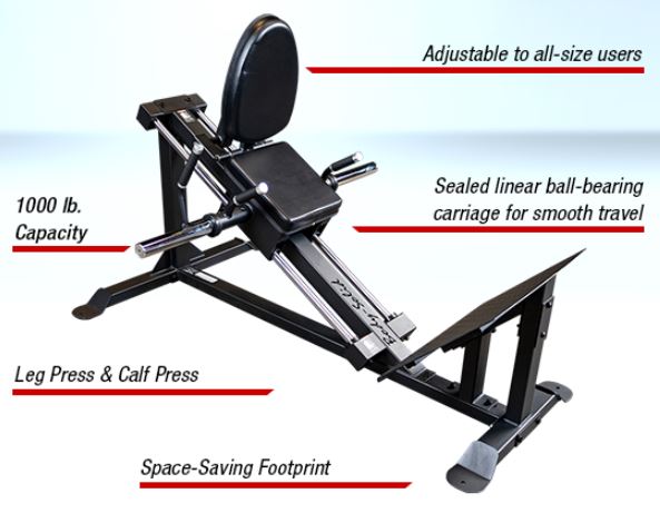 Body Solid GCLP100 Compact Leg Press & Calf Press Machine - Home Gym Strength Training Equipment for Legs and Calves - Perfect for Small Spaces and Home Workouts