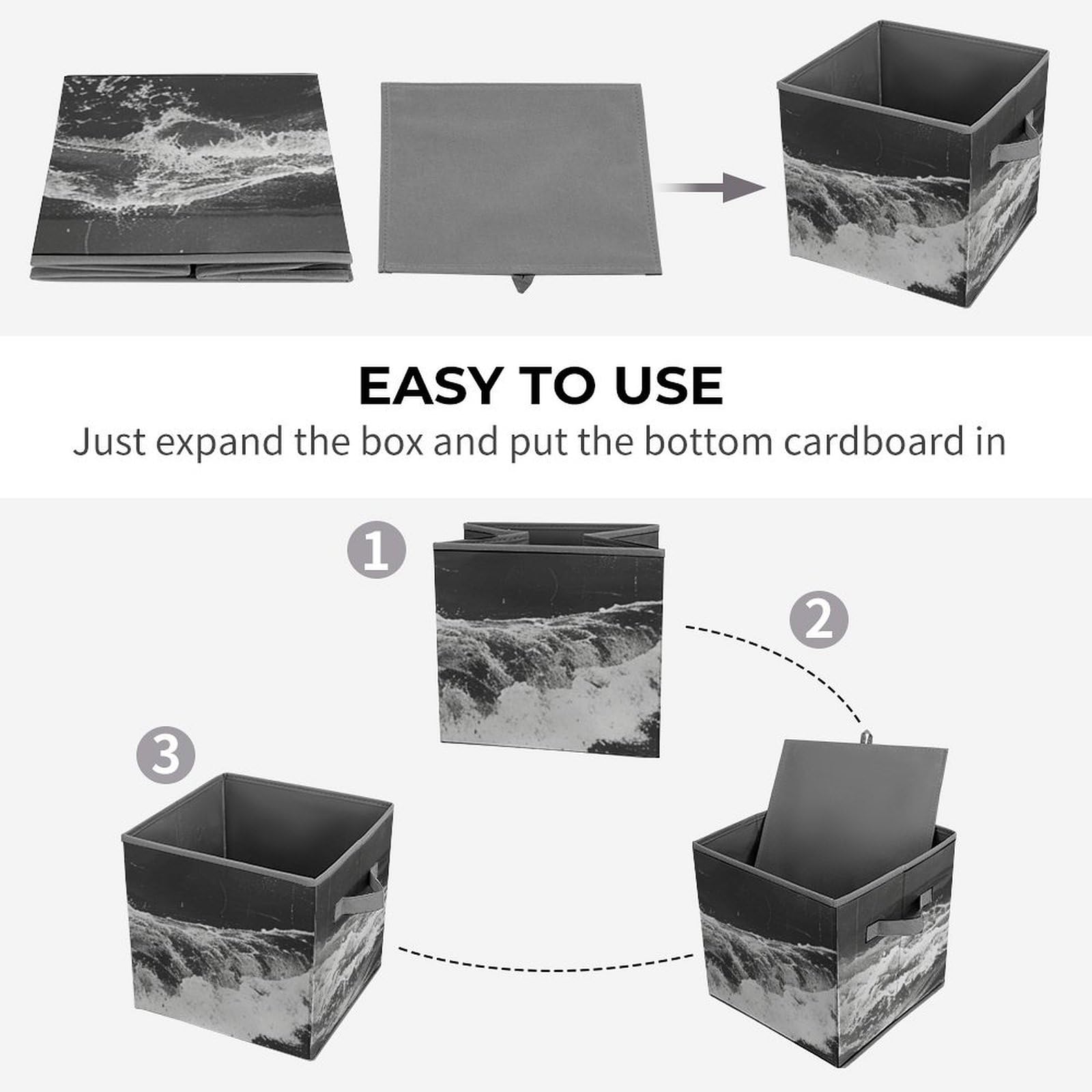 Large Collapsible Storage Bins with Handles - 10.6x10.6x10.6 Inch Fabric Storage Cubes for Closet Organization | Home & Office Organizer System | Perfect for Toys, Books, Blankets & Seasonal Storage