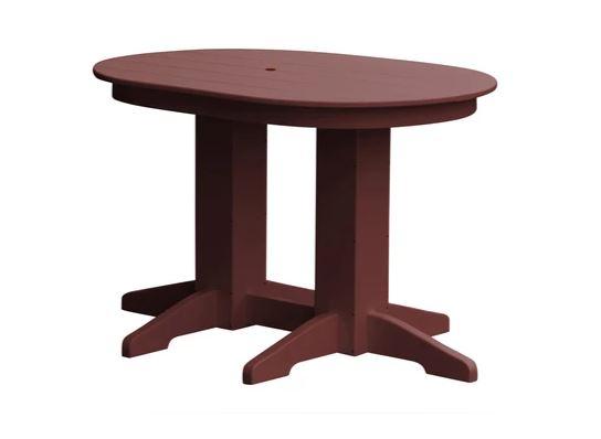 A & L Furniture Oval Dining Table with Free 2 Umbrella Holes - Perfect for Outdoor Patio, Garden, and Poolside Dining