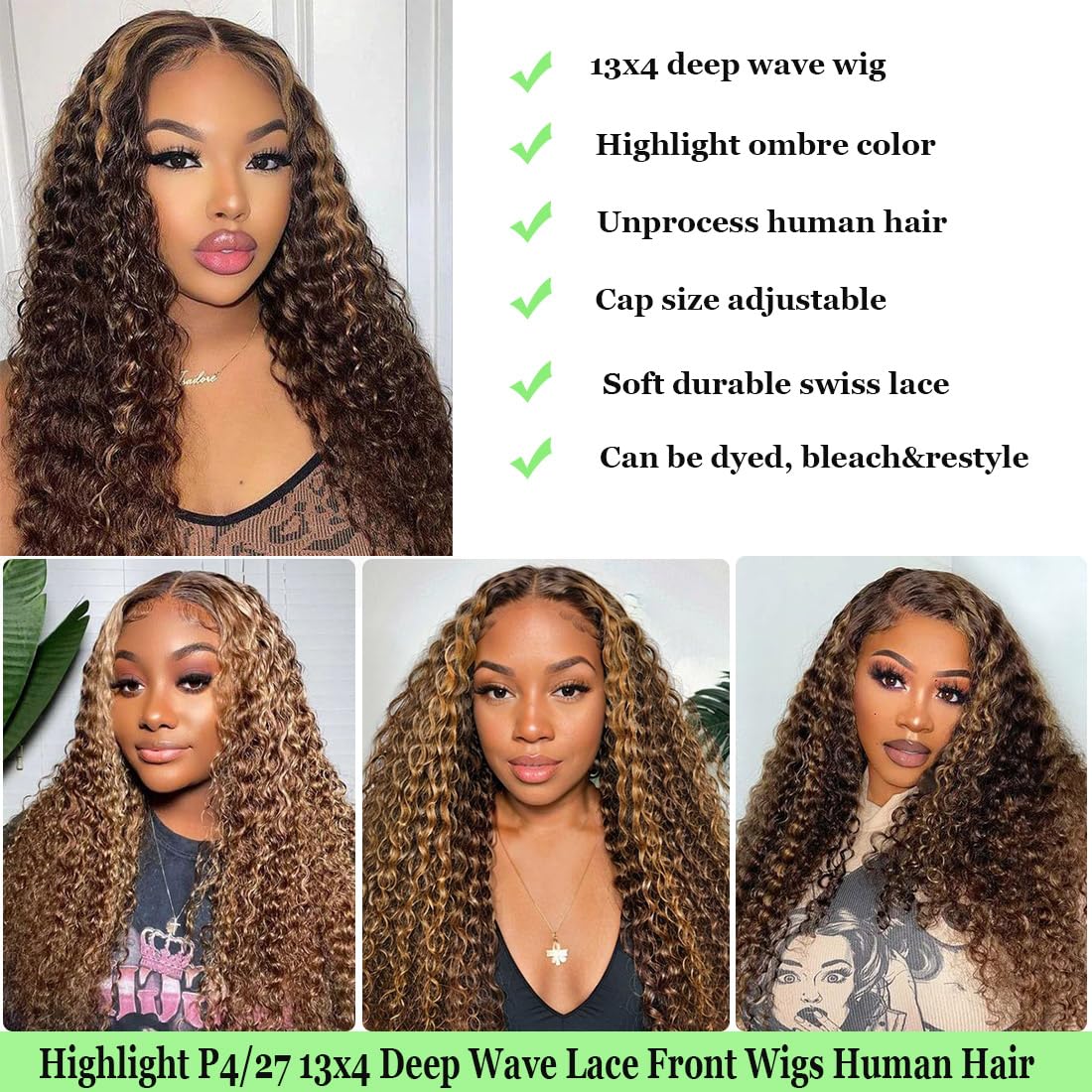 30 Inch Deep Wave Lace Front Wig 100% Human Hair with Baby Hair - 13x4 HD Transparent Lace Frontal - Pre Plucked Glueless Wet & Wavy Human Hair Wigs - Natural Look for Daily Wear, Cosplay & Special Occasions