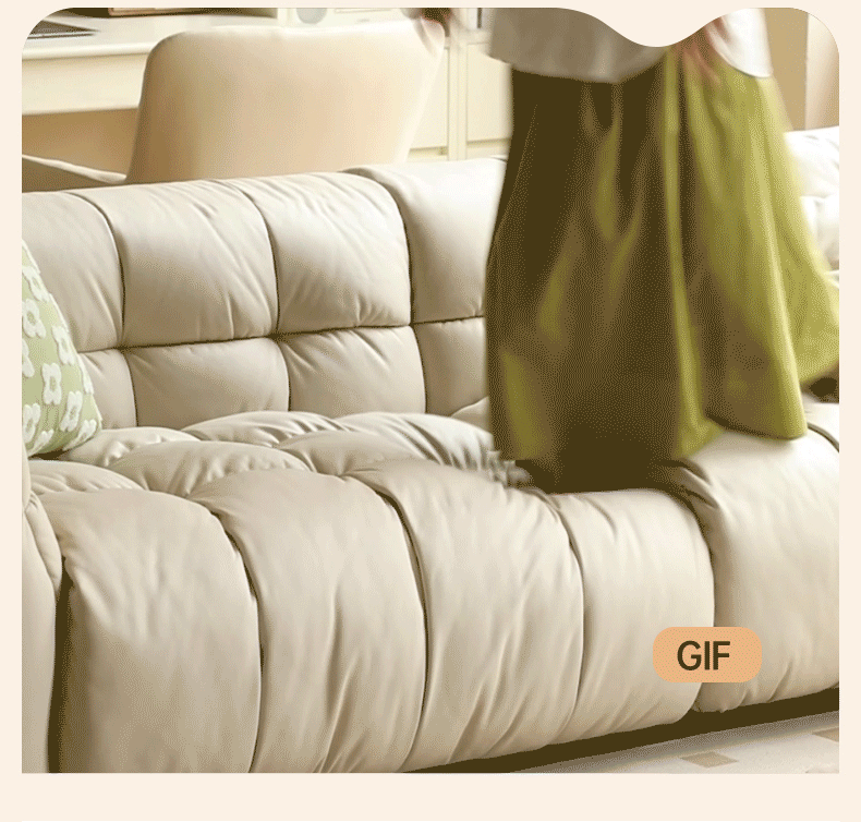 Genuine Leather & Tech Fabric Sofa in Cream - Modern Comfort for Living Room, Office & Lounge Spaces