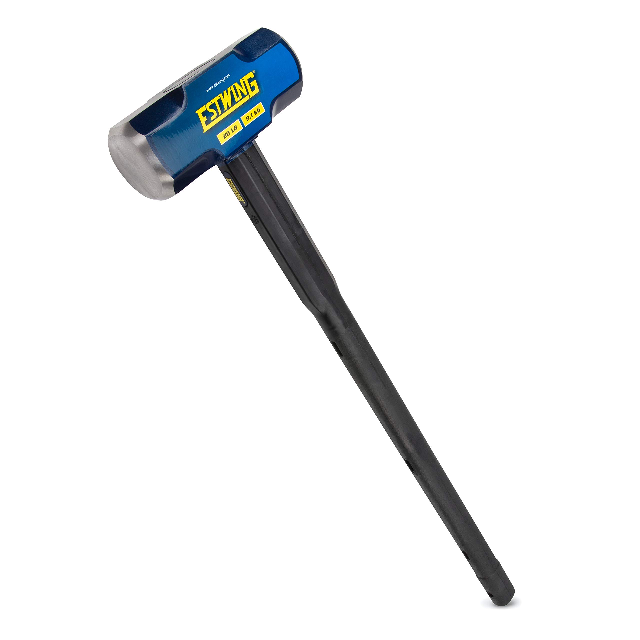 Estwing 20-Pound Hard Face Sledge Hammer - Heavy Duty Demolition Tool for Construction, Concrete Breaking & Stake Driving - 50-55 HRC Steel Head with Locked Design - 36-Inch Unbreakable Handle with Vulcanized Rubber Grip - Reinforced Lanyard Hole - Perfect for Demolition Work, Construction Sites & DIY Projects