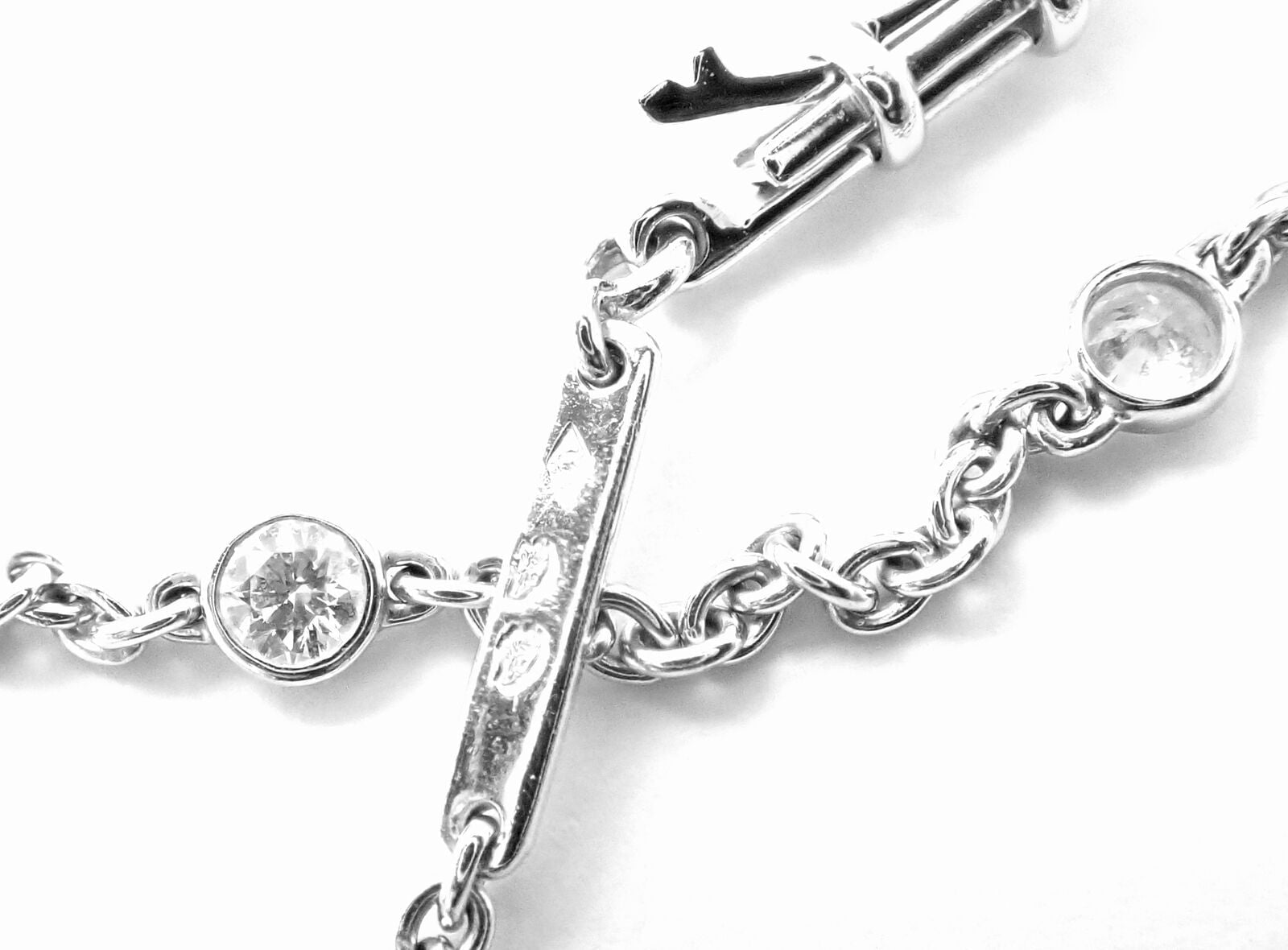 Authentic Cartier 18k White Gold 1.5ct Diamond By The Yard Chain Necklace - Luxury Jewelry for Women, Perfect for Weddings, Anniversaries & Special Occasions