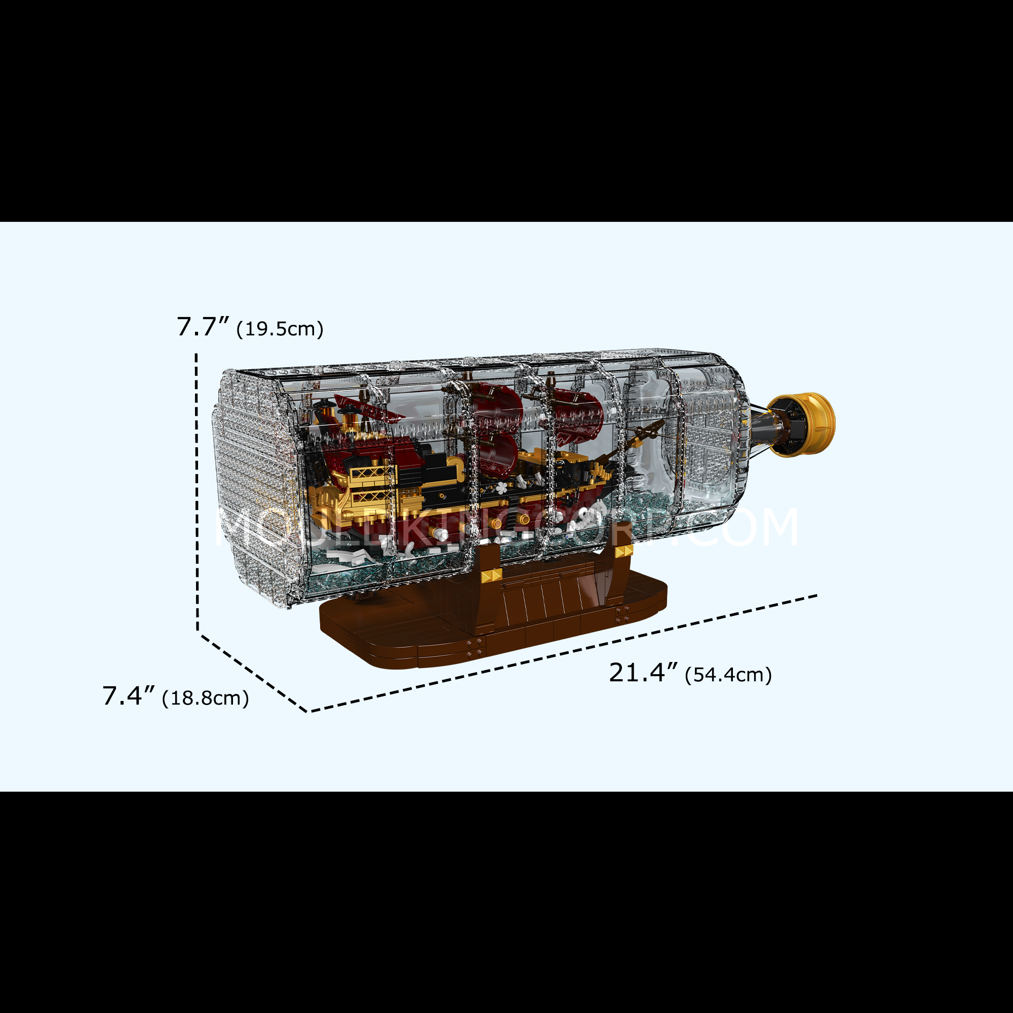 Mould King 10066 Queen Revenger Ship in a Bottle Building Set - 2,488 Piece Model Kit for Adults | DIY Pirate Ship Display for Home Office & Collectors