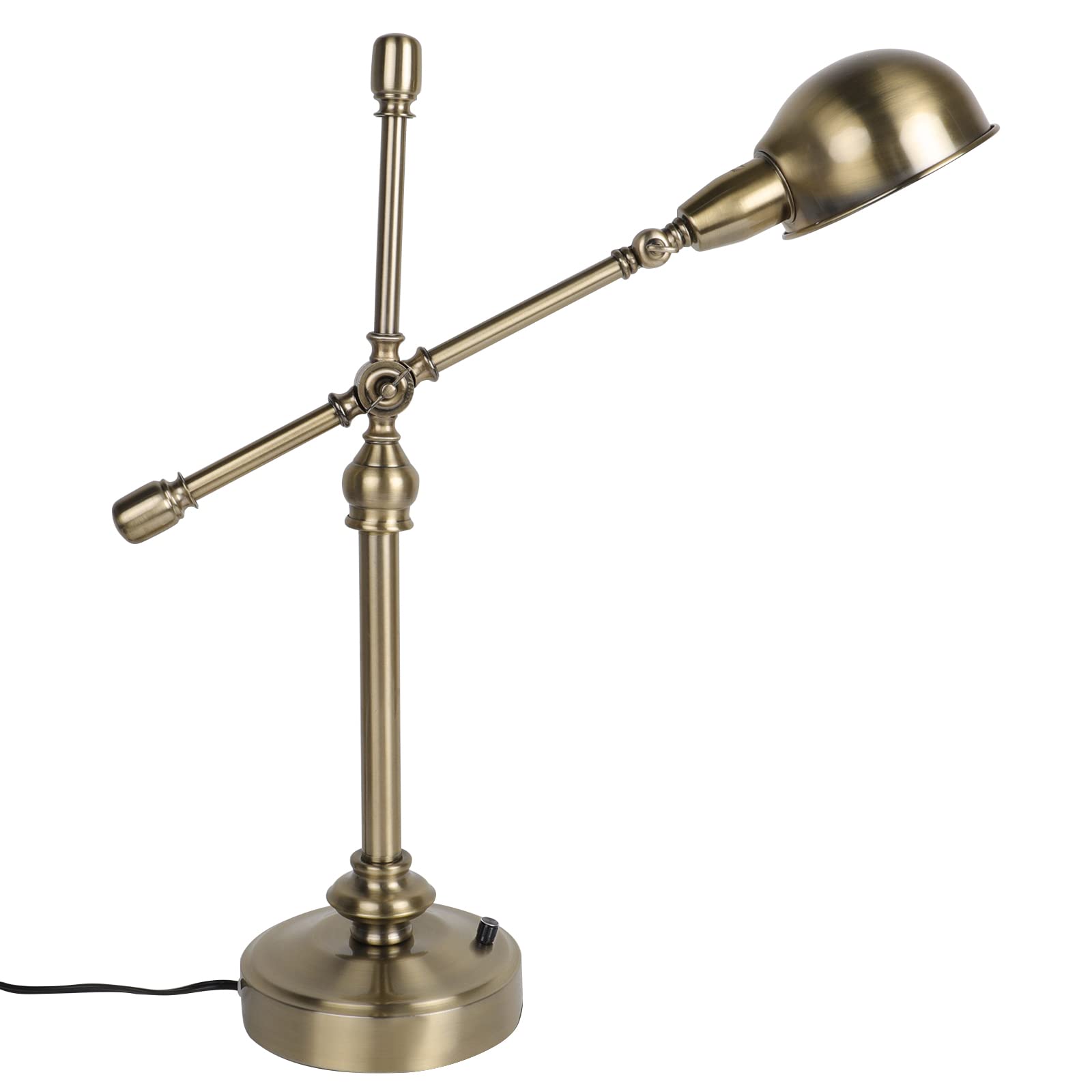 Vintage Industrial Metal Desk Lamp - Adjustable Swing Arm Mid Century Gold Task Lamp for Home, Office & Studio | Eye-Caring Architect Lamp for Reading, Working & Bedside Lighting