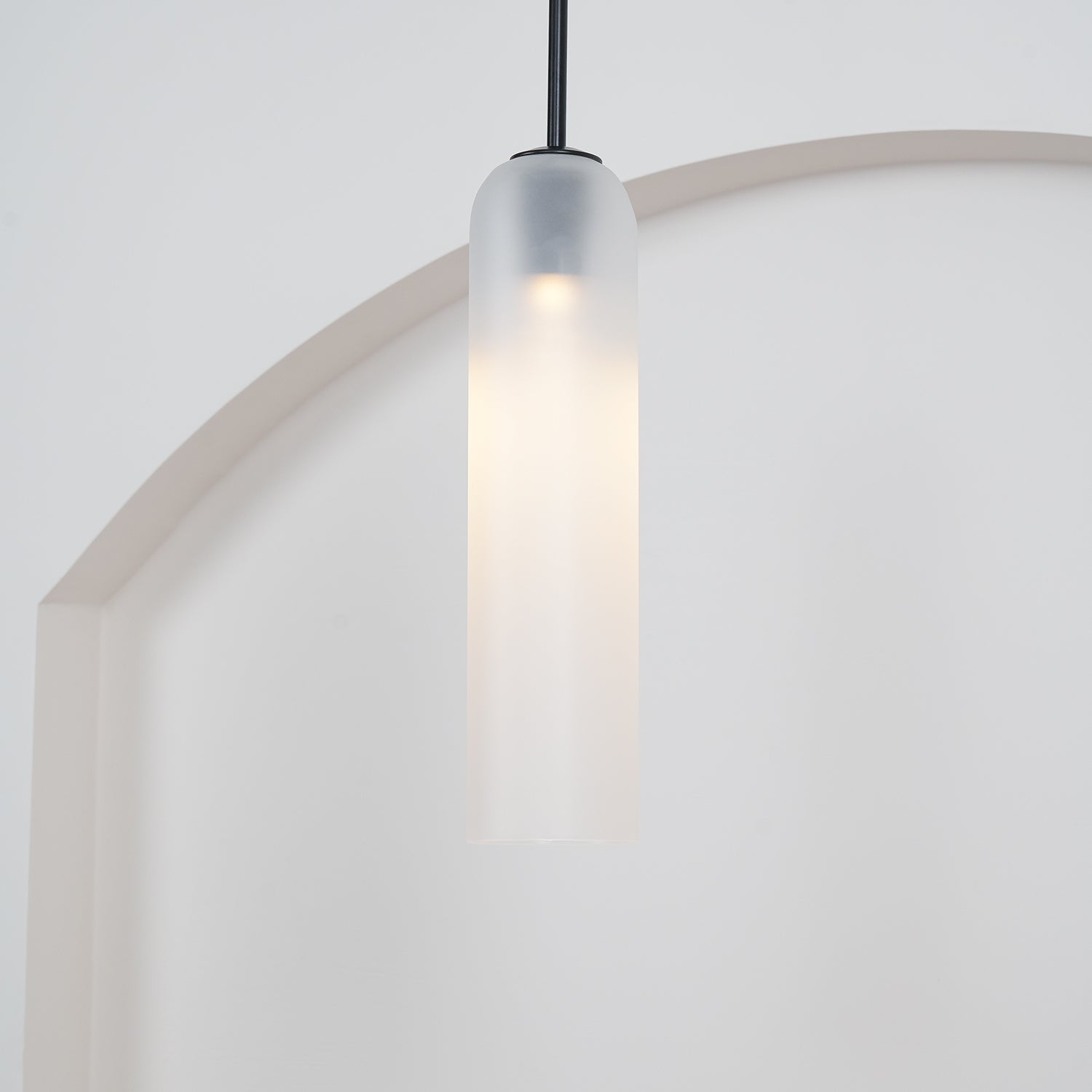 Modern Long Tube Glass Pendant Light Fixture - Sleek Cylindrical Hanging Lamp for Kitchen Island, Dining Room & Bedroom Lighting
