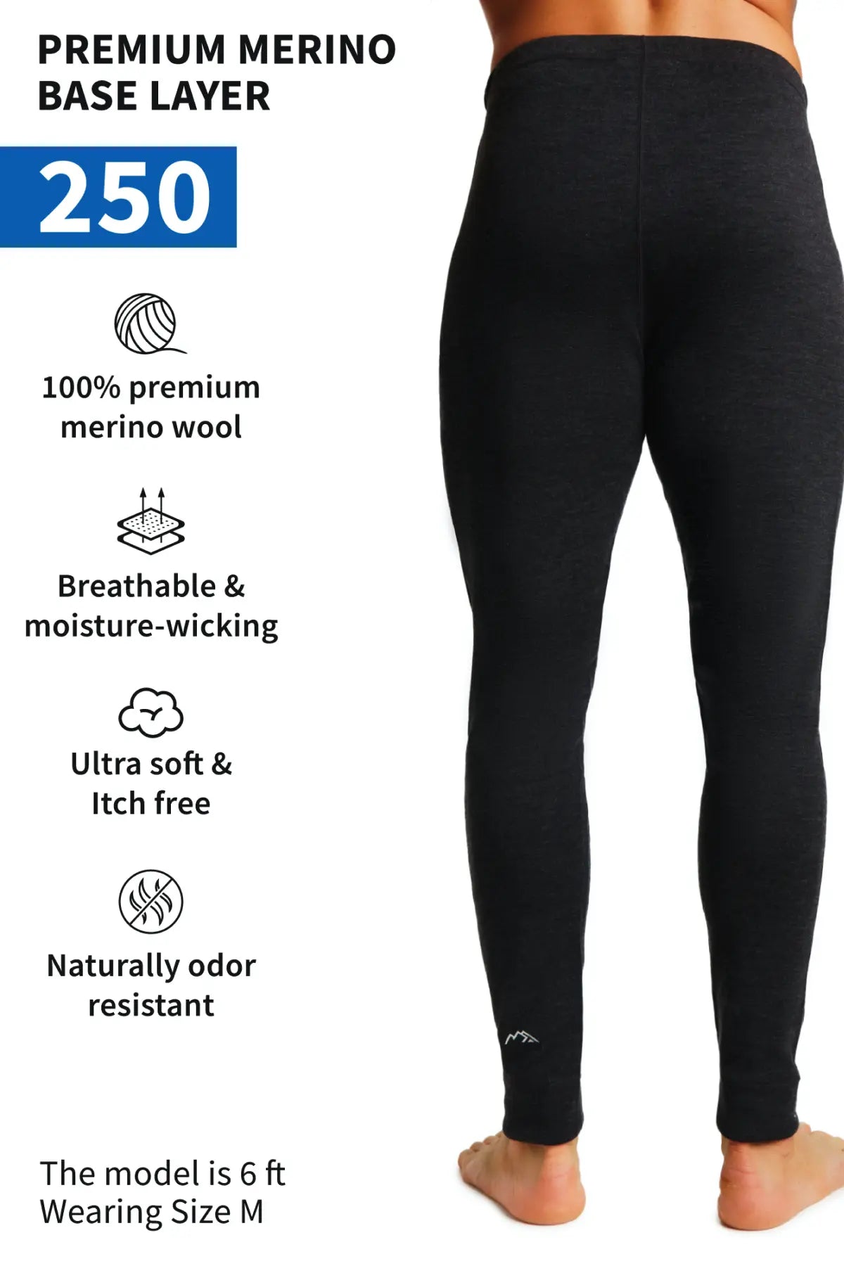 Men's Merino Wool Pants 250 - Charcoal Grey | Warm & Breathable Winter Hiking & Travel Pants
