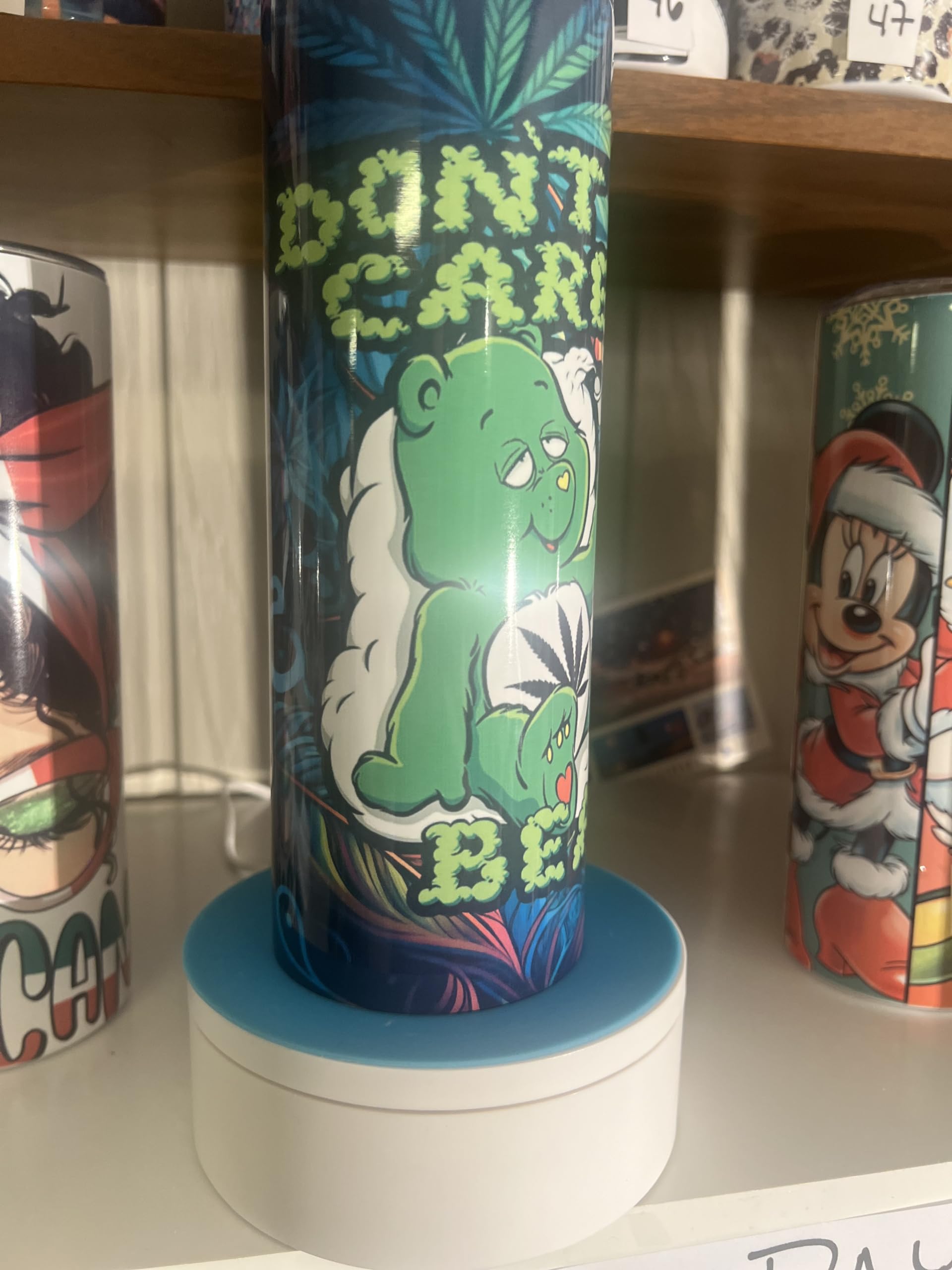 Don't Care Bear Tumbler 420 Edition - Insulated Stainless Steel Water Bottle for Weed & Beverages - Perfect for Stoners, Cannabis Lovers & Outdoor Activities