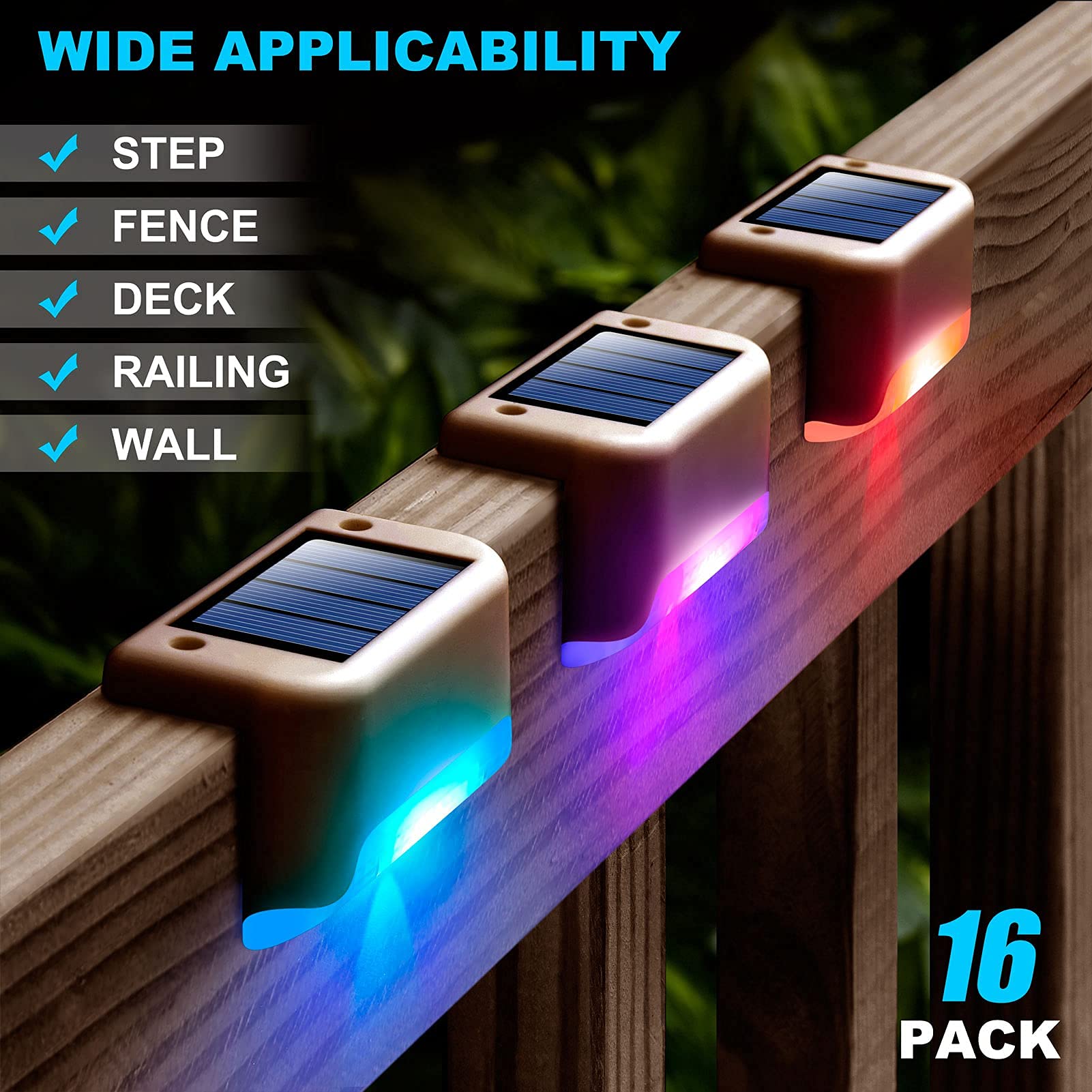 16 Pack Solar Deck Lights + 4 Pack Solar Wall Lights - Outdoor Waterproof LED Pathway Lighting for Garden, Patio, Yard & Stairs (Warm White)