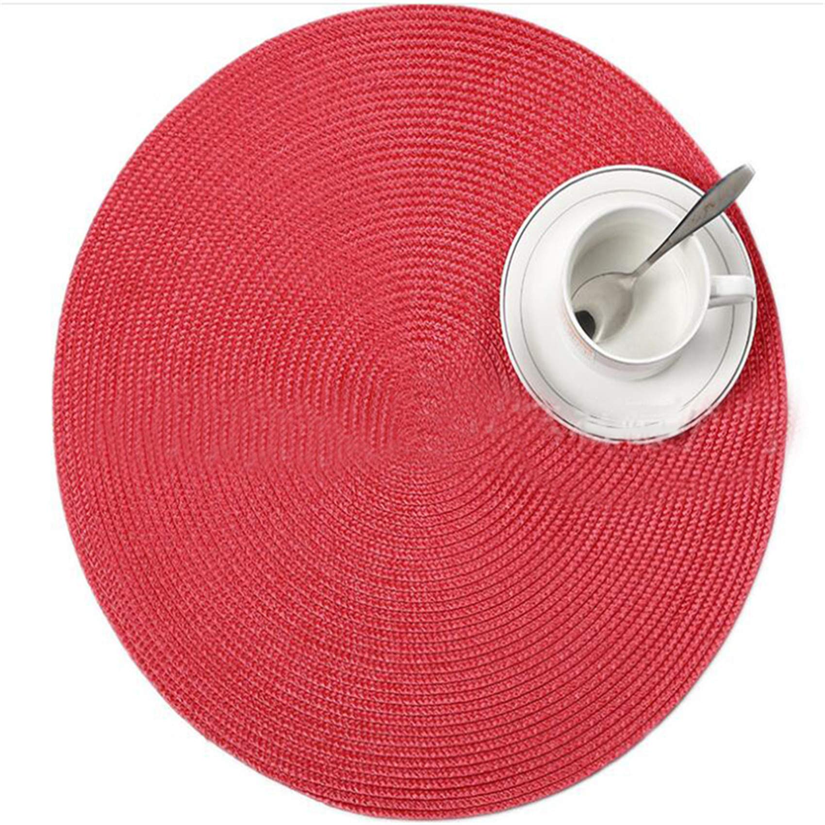 Holiday Party Round Place Mats for Kitchen & Dining Table - Red Christmas Dinner Placemats for Festive Decorations & Celebrations