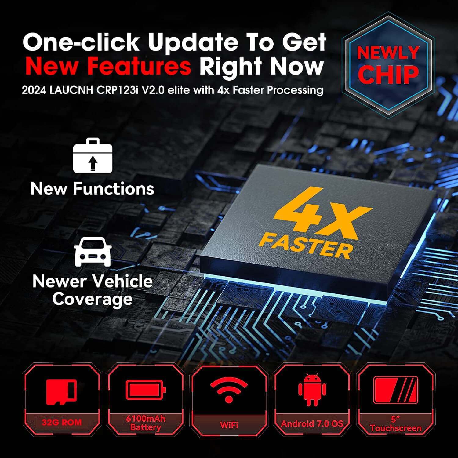 2025 LAUNCH CRP123i V2.0 Elite OBD2 Scanner - Professional Car Diagnostic Tool for Engine, ABS, SRS & Transmission with 7 Reset Functions, Battery Test, FCA SGW | Free Lifetime Updates | Perfect for Mechanics & DIY Auto Repair