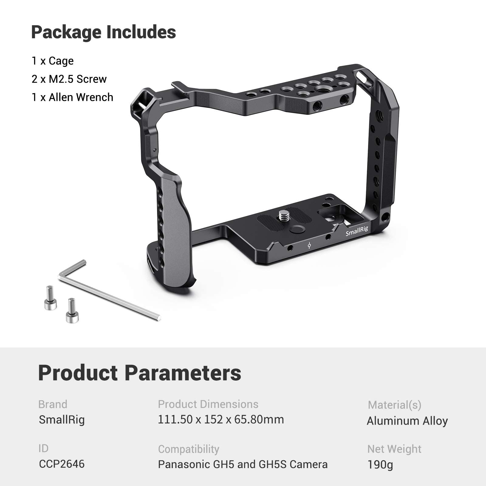 SMALLRIG GH5 GH5S Cage for Panasonic Lumix Camera & DMW-XLR1 - Upgraded Version 2049 | Professional Video Stabilization Cage for Filmmaking, Vlogging & Content Creation