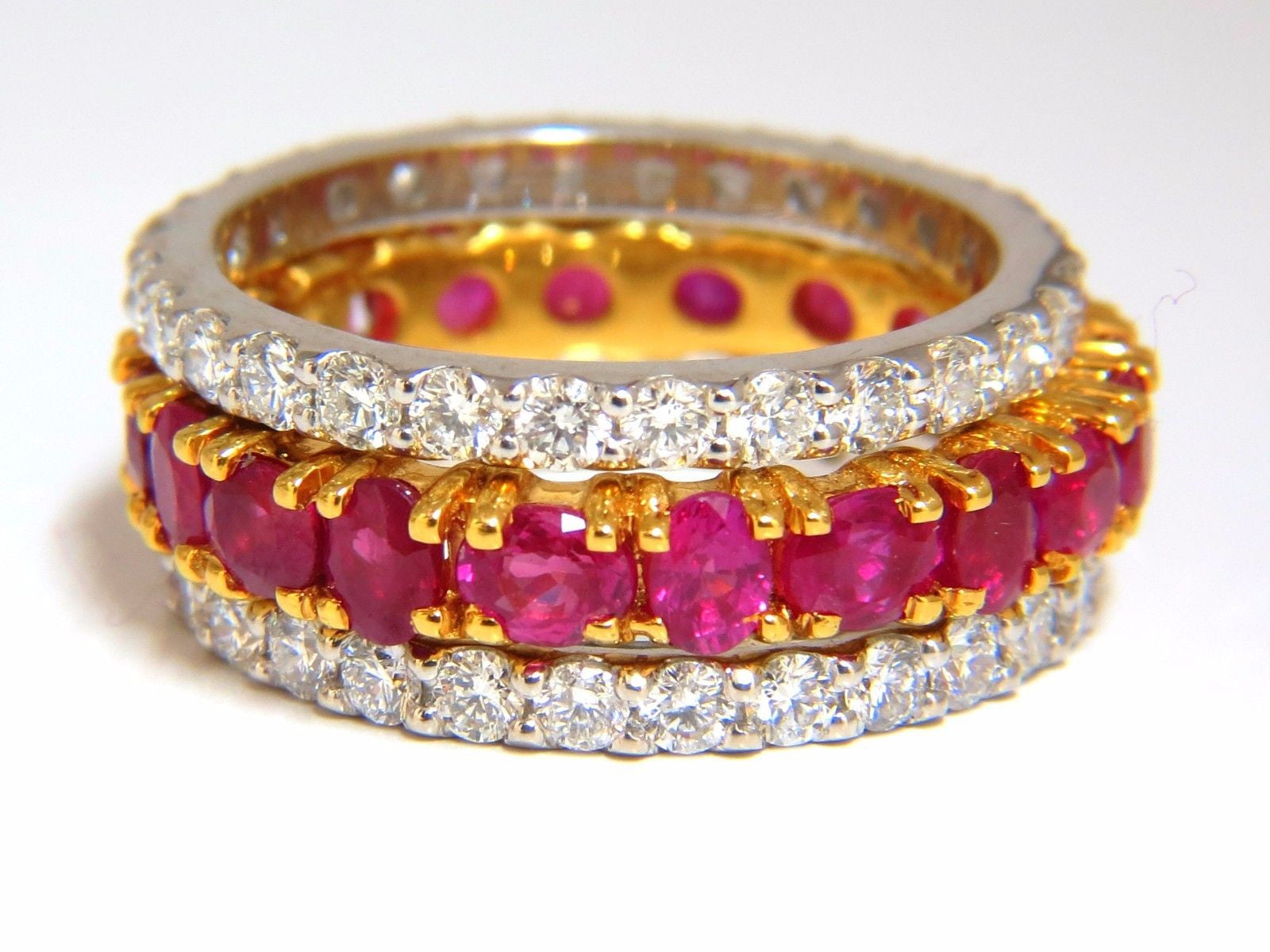 14Kt Natural Vivid Red Ruby Stackable Eternity Ring - 7.42ct Diamond Accents | Perfect for Wedding Bands, Anniversary Gifts & Stacking Jewelry Collections