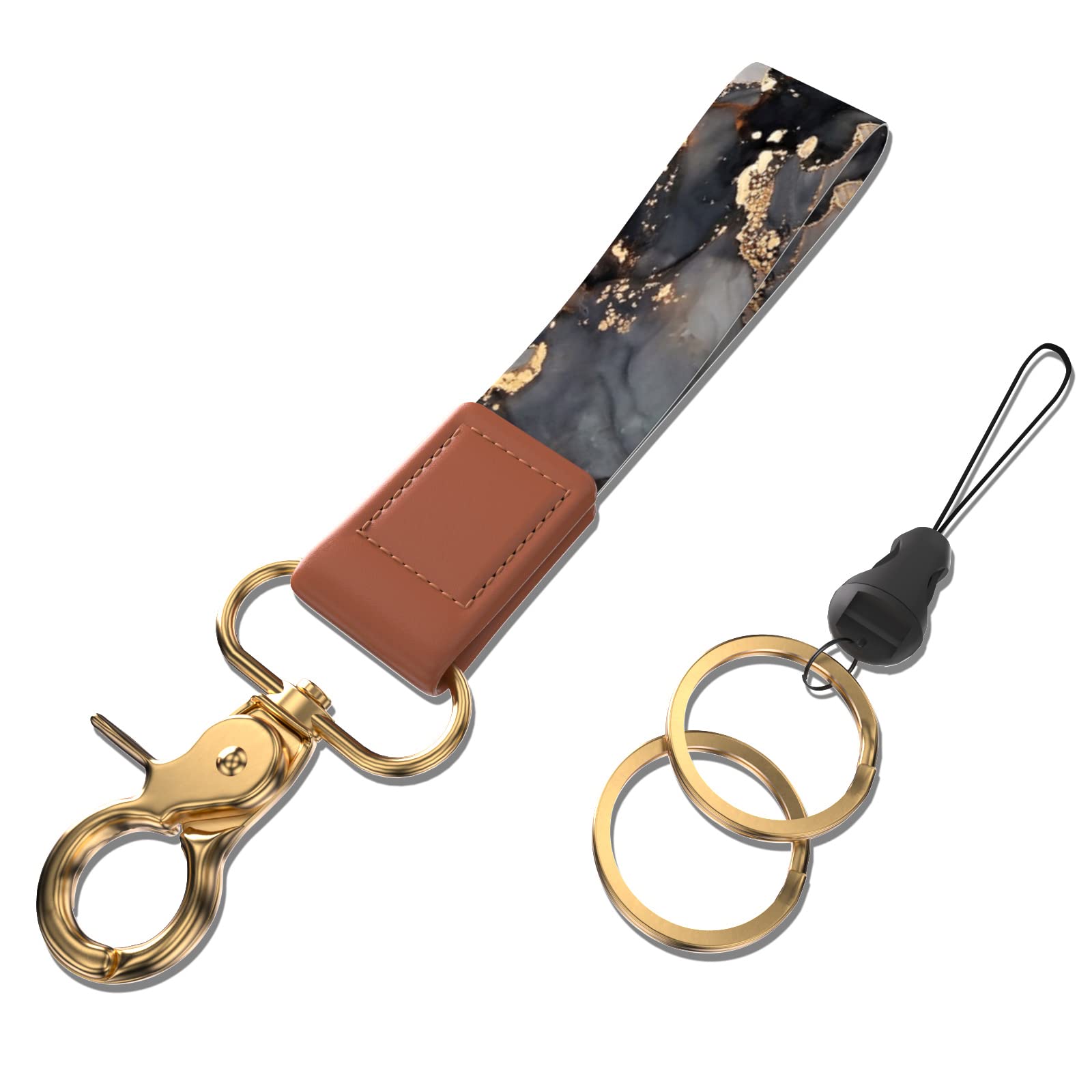 Handlein Key Ring Bracelet for Women - Mini Keychain Bracelet with Carabiner Clip for Keys, ID Badges, Cards & Phone - Perfect for Key Organization, Work Accessories & Everyday Carry (EDC)