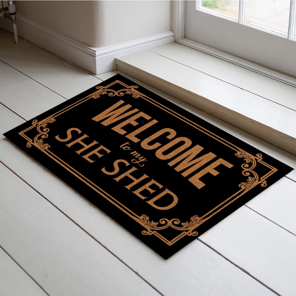 Jackey&Smith Welcome Mat - Non-Slip Felt Fabric Doormat 23.6x15.7 Inch for Front Door, Entryway, Balcony | Perfect for She Shed, Home Decor & Outdoor Use