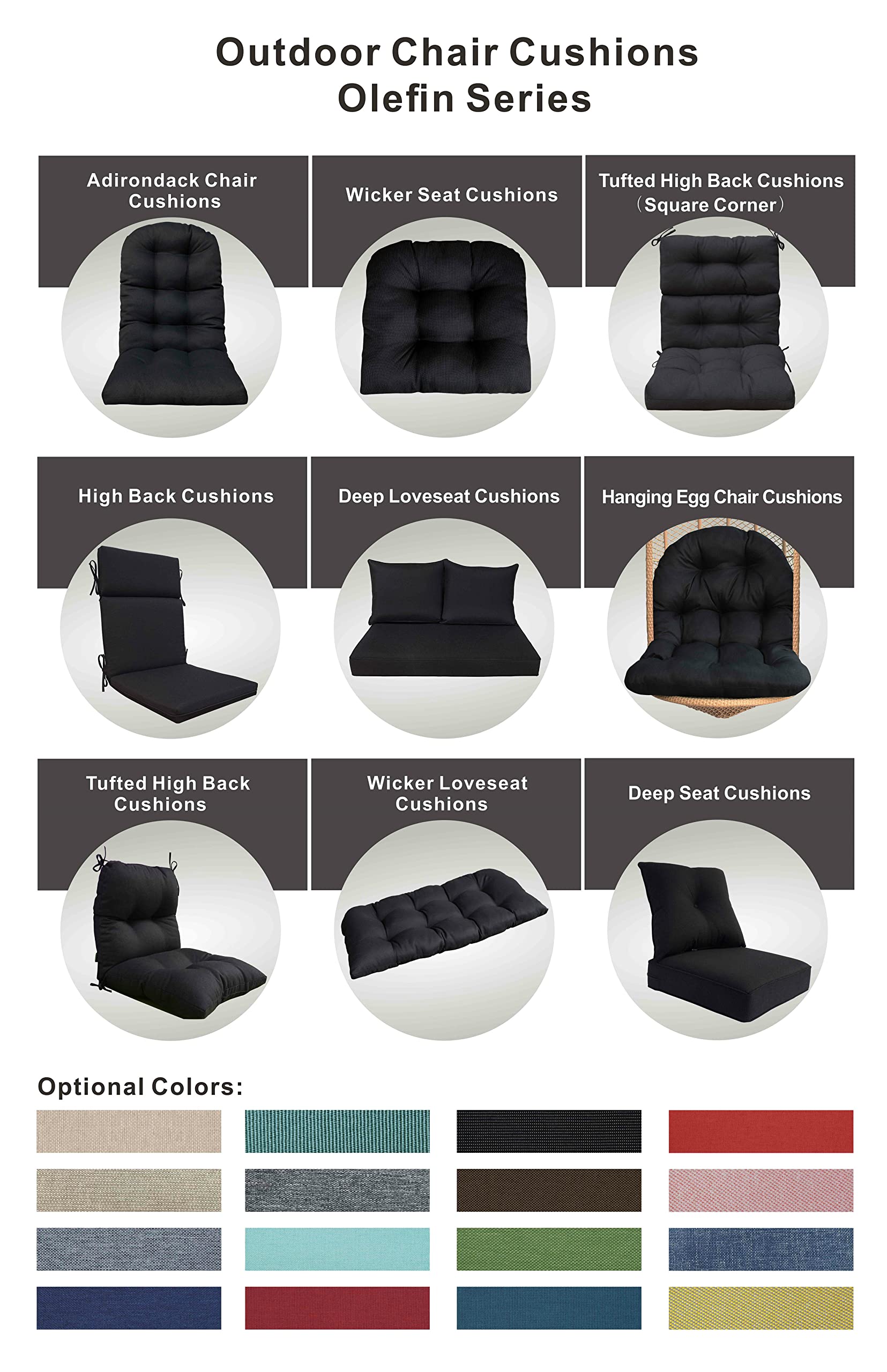 BOSSIMA Patio Furniture Cushions - Deep Seat Glider Loveseat Cushion Set for Indoor & Outdoor Use - Comfortable Black Outdoor Seating Cushions - Perfect for Garden, Deck, Porch and Poolside Relaxation