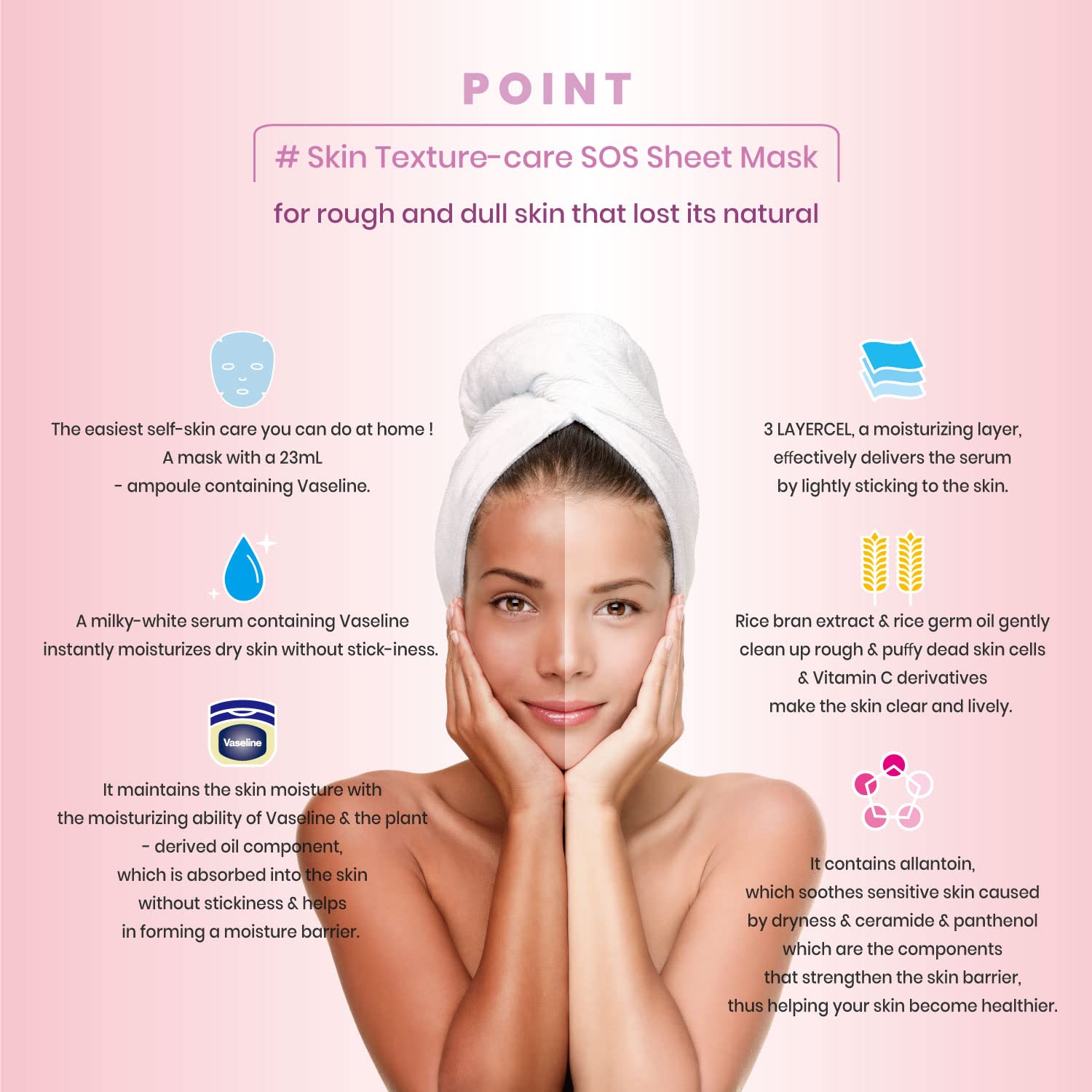 Vaseline Brightening Facial Mask Sheet - Hydrating & Moisturizing Essence for Skin Barrier Repair | Korean Skincare for Glowing Complexion | Pack of 10 Sheets | Perfect for Night Routine & Spa Day