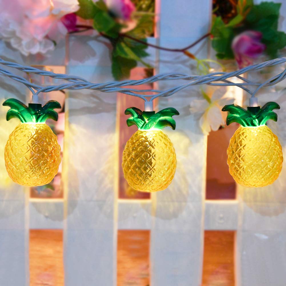 GOOTHY 8.5Ft Pineapple String Lights - 10 LED Outdoor Tropical Party Lights for Summer, Beach, Hawaiian Wedding & Camping Decor | Perfect for Patio, Backyard, Bars, and Home Decorations