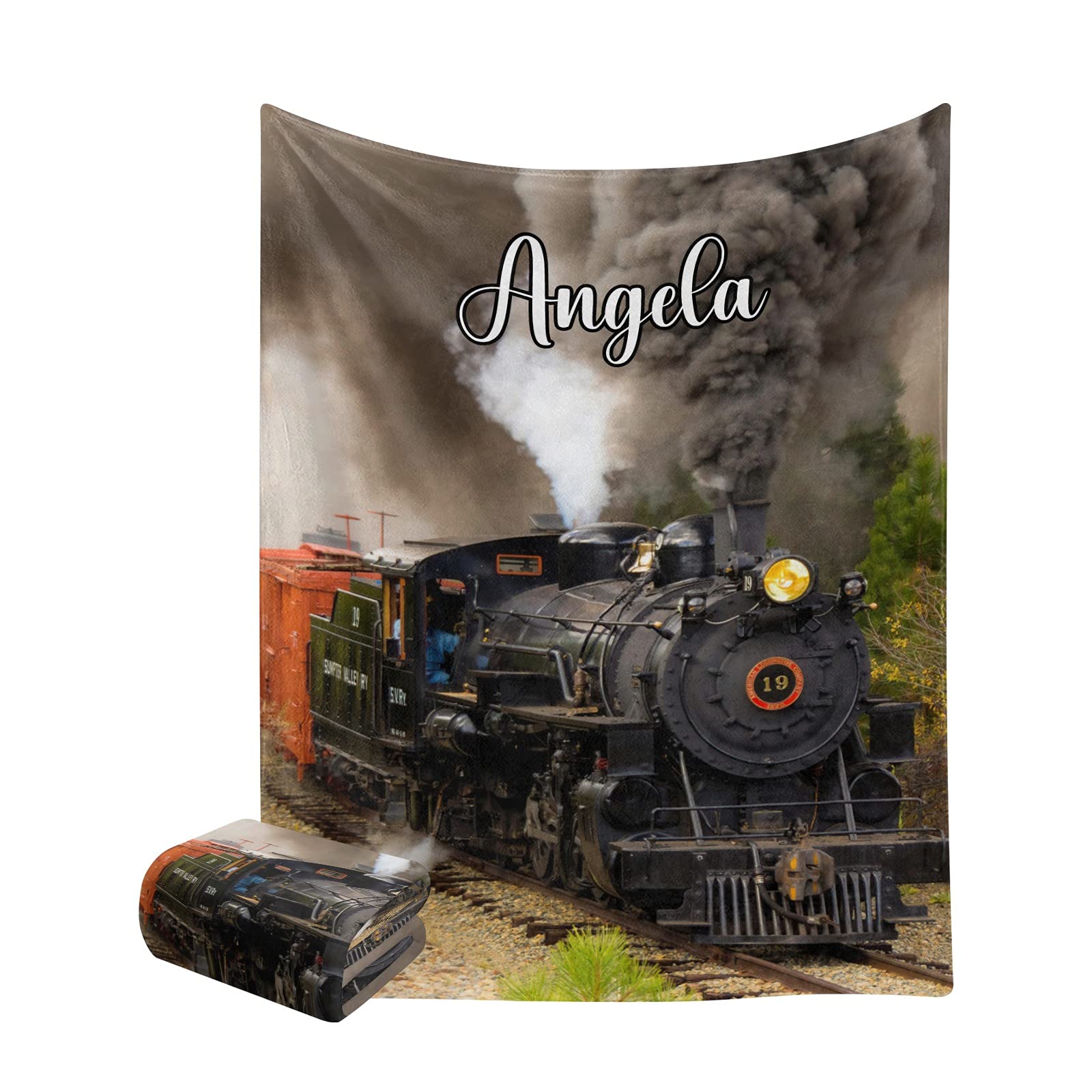 Personalized Name Train Fleece Blanket 50