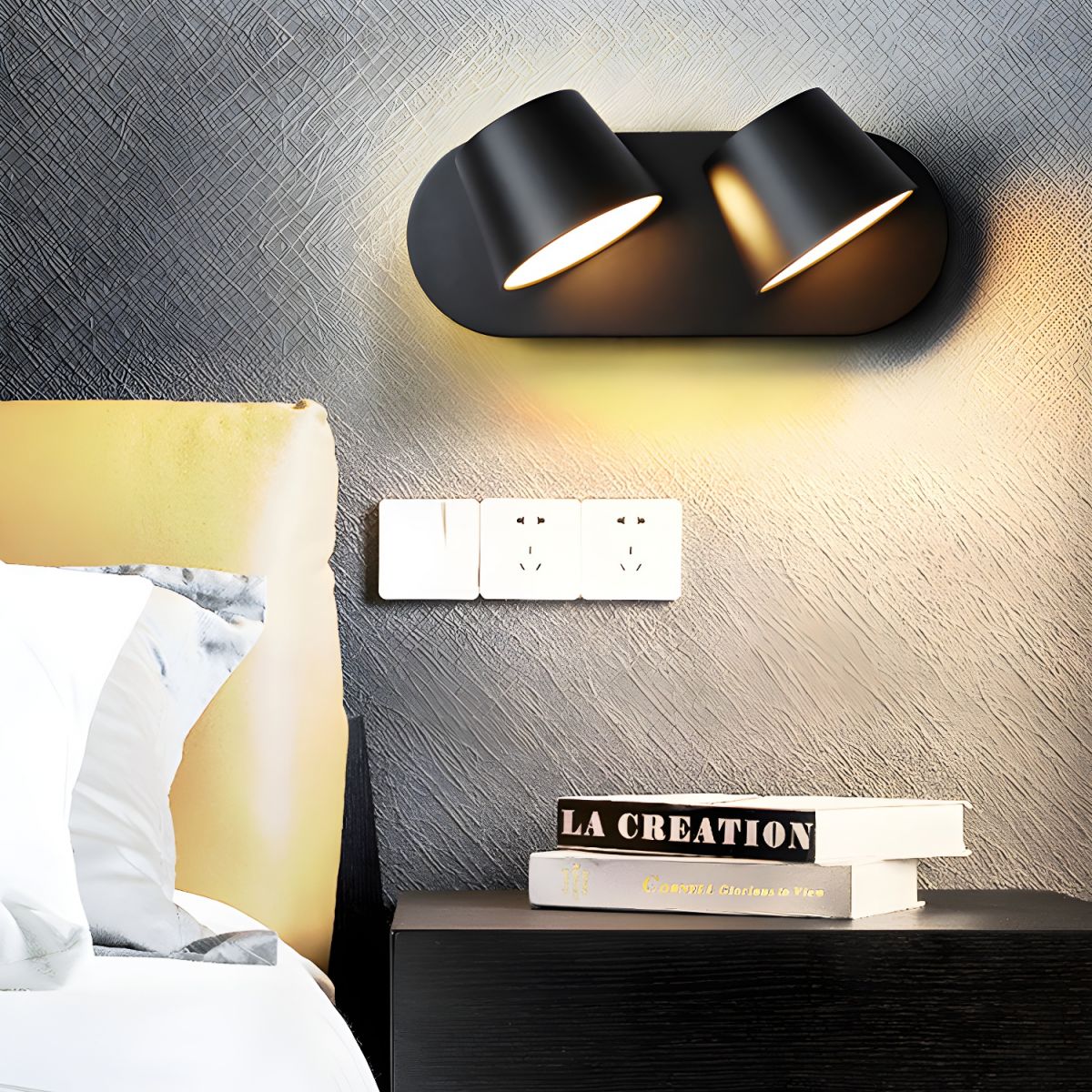 Angle Adjustable Plug-in Wall Lamp - Dimmable LED Night Light for Bedroom, Nursery, Hallway & Stairs - Soft Warm White Lighting