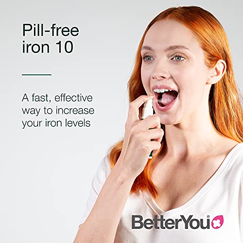 BetterYou Iron 10 Daily Oral Spray - 25ml Liquid Iron Supplement for Energy & Vitality - Supports Healthy Blood & Immune System - Perfect for Active Lifestyles & Vegan Diets