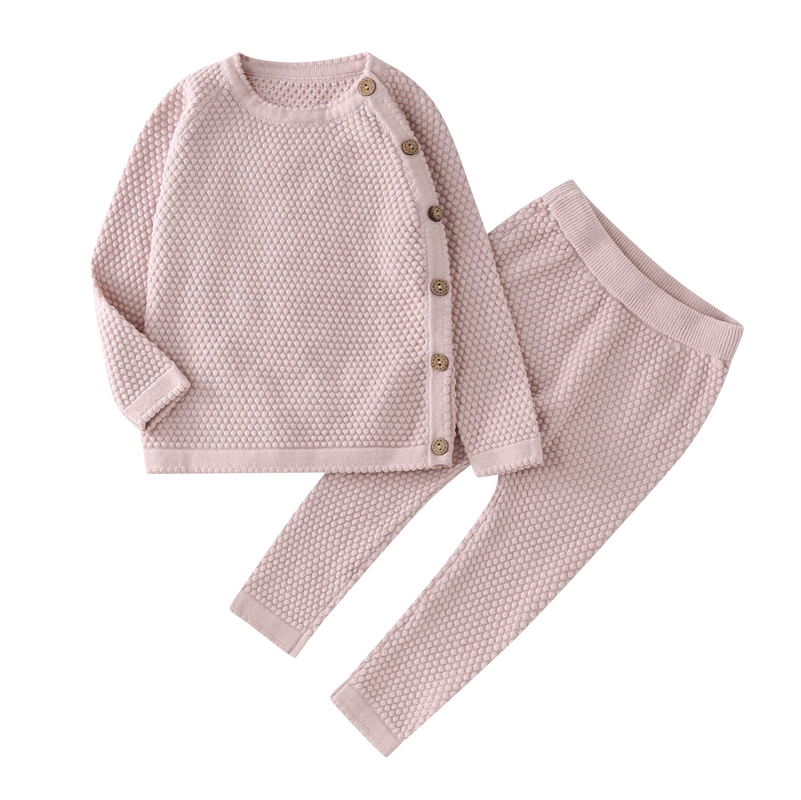 Newborn Baby Boy & Girl Polka Dot Outfit Set - Soft Ribbed Knit Cotton Long Sleeve Romper with Pants - Unisex Fall Winter Clothes for Infants 0-12 Months - Perfect for Family Photos, Holiday Gatherings & Cozy Winter Days