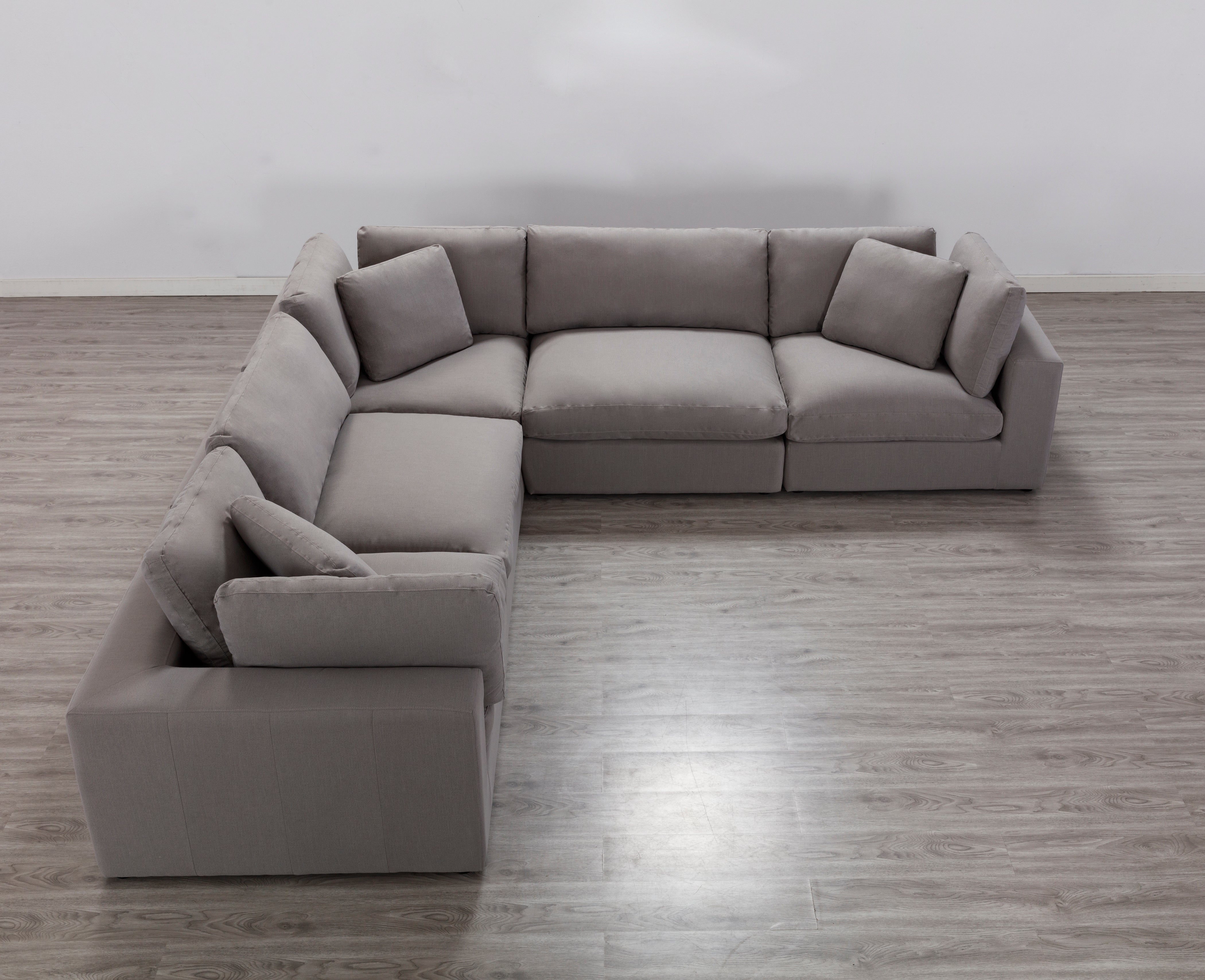 Rivas Modern Feather Fill 5-Piece Modular Sectional Sofa in Graphite - Perfect for Living Room, Lounge, and Family Room Comfortable Seating