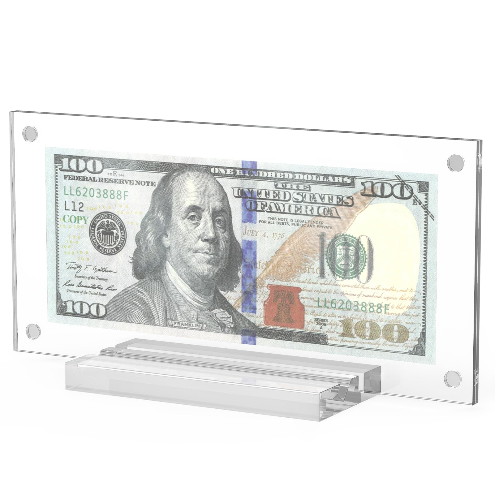 Acrylic Dollar Bill Holder - Double-Sided Clear Money Display Frame for Collectors (1 Pack) | Perfect for Currency Collection, Ticket Preservation & Check Protection | Ideal for Home Office Decor, Gift Giving & Memorabilia Display