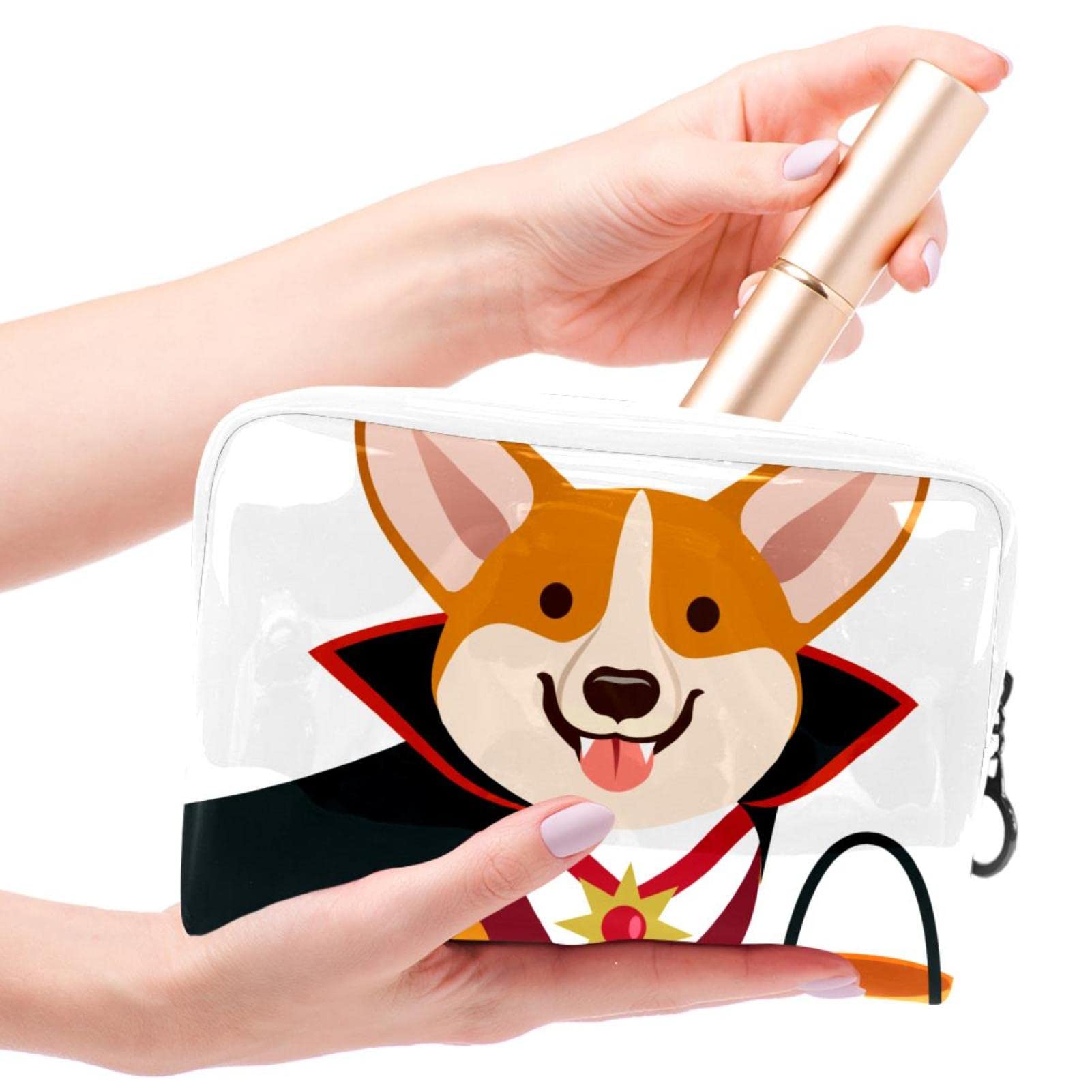 Cute Corgi Pumpkin Makeup Bag - Portable Travel Cosmetic Pouch & Toiletry Organizer for Women, Lightweight Waterproof Toiletries Bag - Perfect Gift for Girlfriend/Wife (18.5x13x7.5cm) - Ideal for Travel, Gym, Beach & Daily Cosmetics Storage