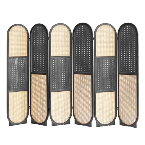 6 Panel Rattan-black