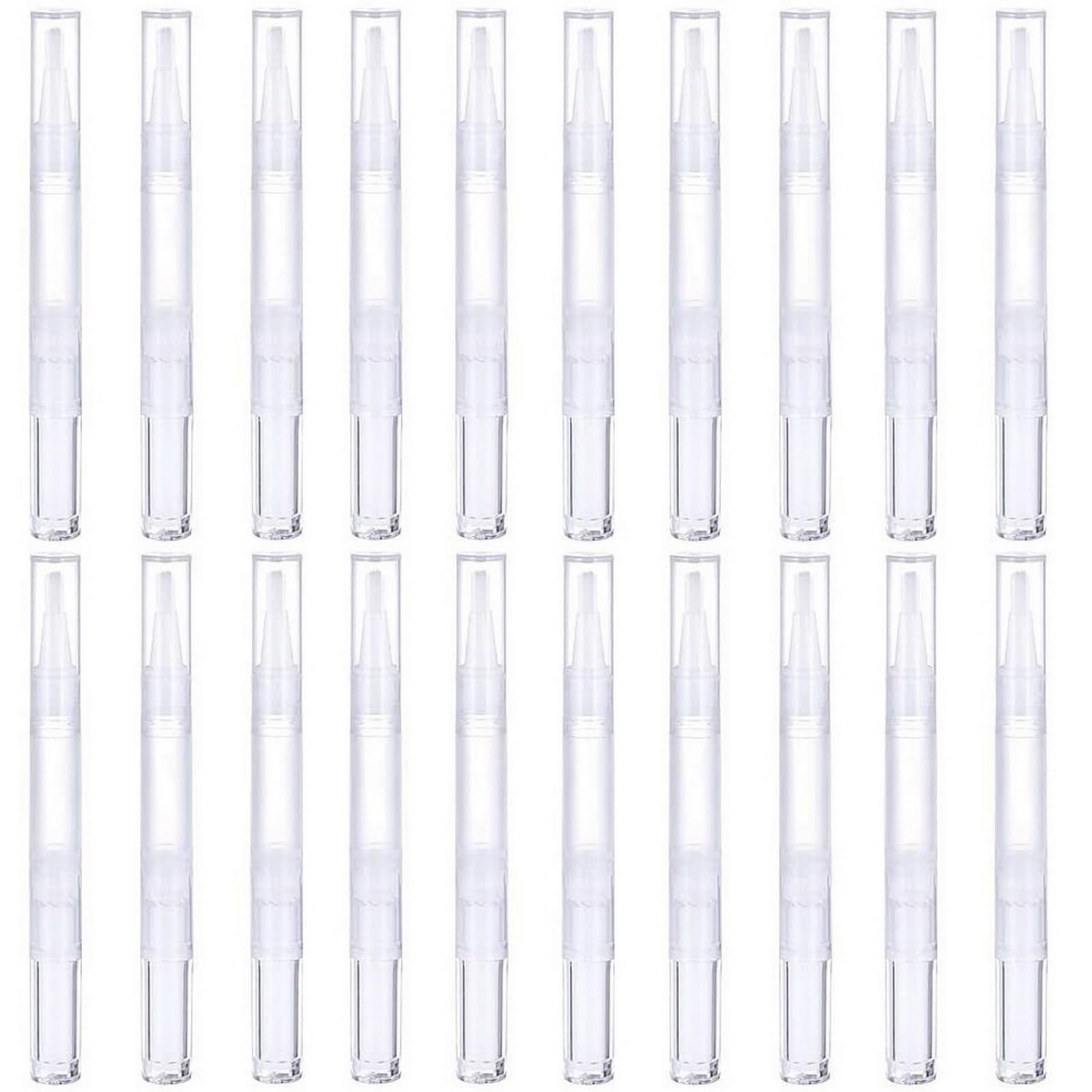 VANANA 20 Pack Transparent Empty Nail Oil Pens with Brush - Refillable Cuticle Oil Applicators for DIY Lip Gloss, Eyelash Serum & Essential Oils | Perfect for Nail Salons, Home Manicures & Travel Beauty Kits