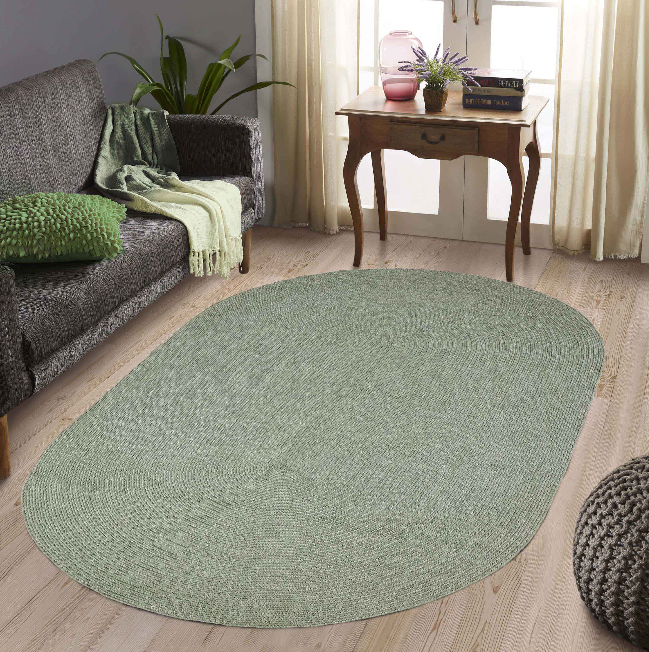 Classic Braided Area Rug - Non-Slip Indoor/Outdoor Oval Rug for Living Room, Bedroom, Patio & Deck - Soft & Durable Home Decor