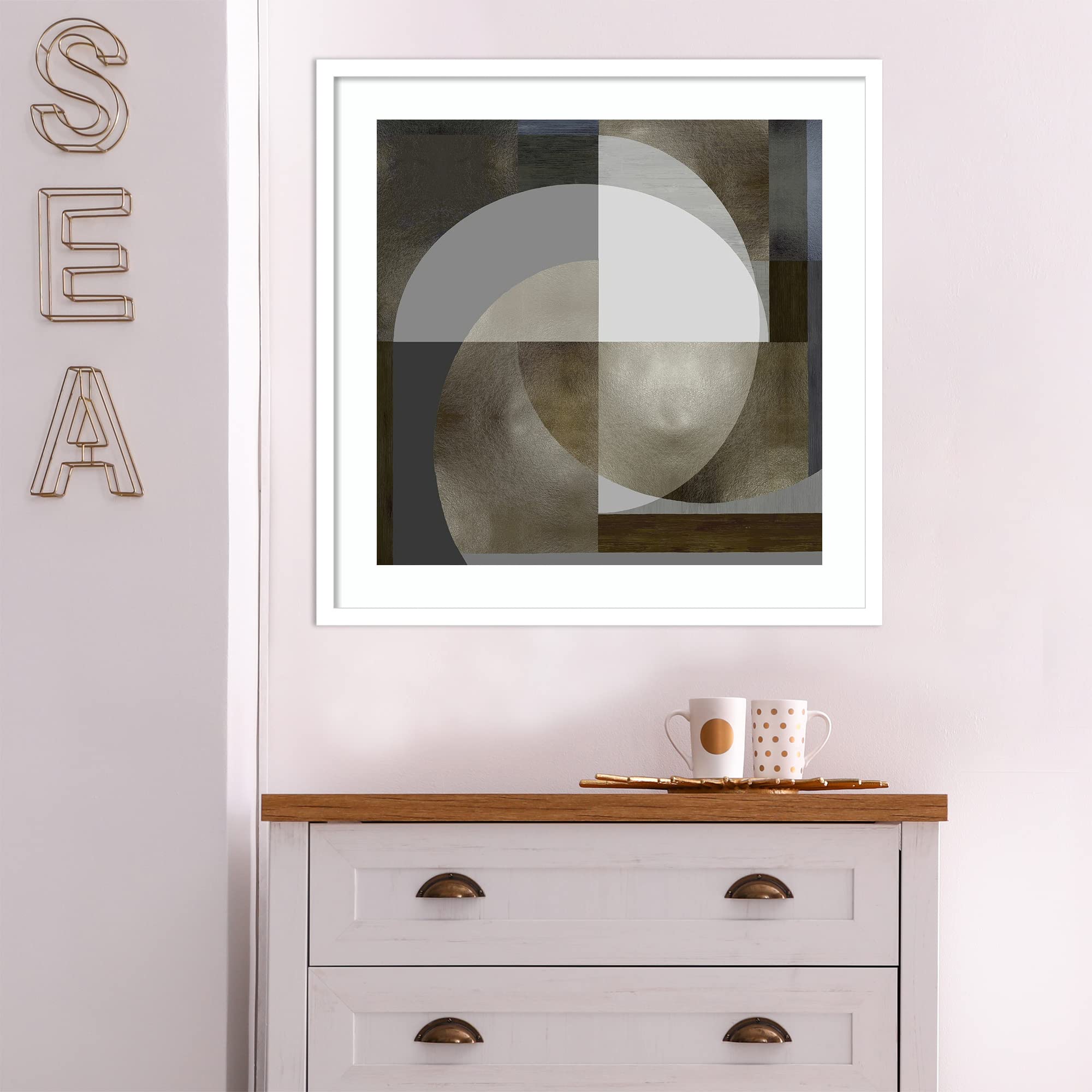 Amanti Art Framed Abstract Wall Art Print 25x25 - Meld IV by Justin Thompson | Modern Contemporary Decor Poster Painting for Living Room, Bedroom, Office | Perfect for Home & Office Decor, Gift Idea